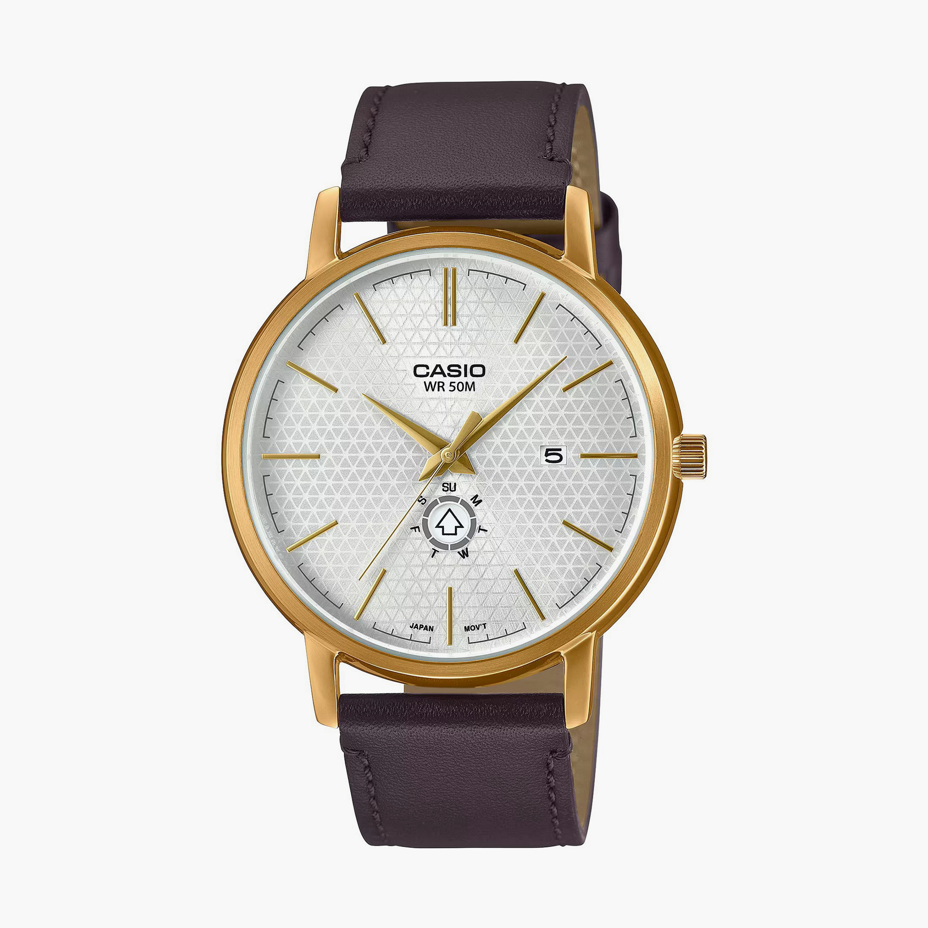 Casio Men Maroon Analog Leather Strap Watch | MTP-B125GL-7AVDF | 41 MM-men-watchesandjewellery-watches-image-1
