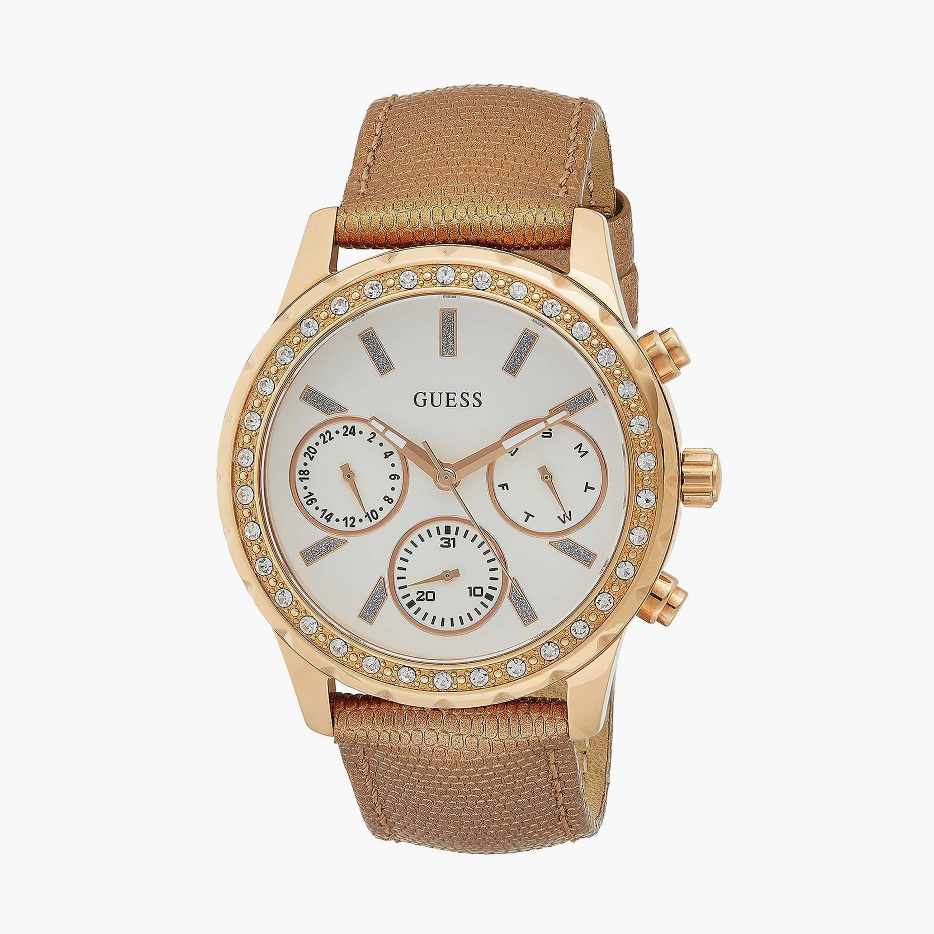 Guess women's leather watch shop for sale