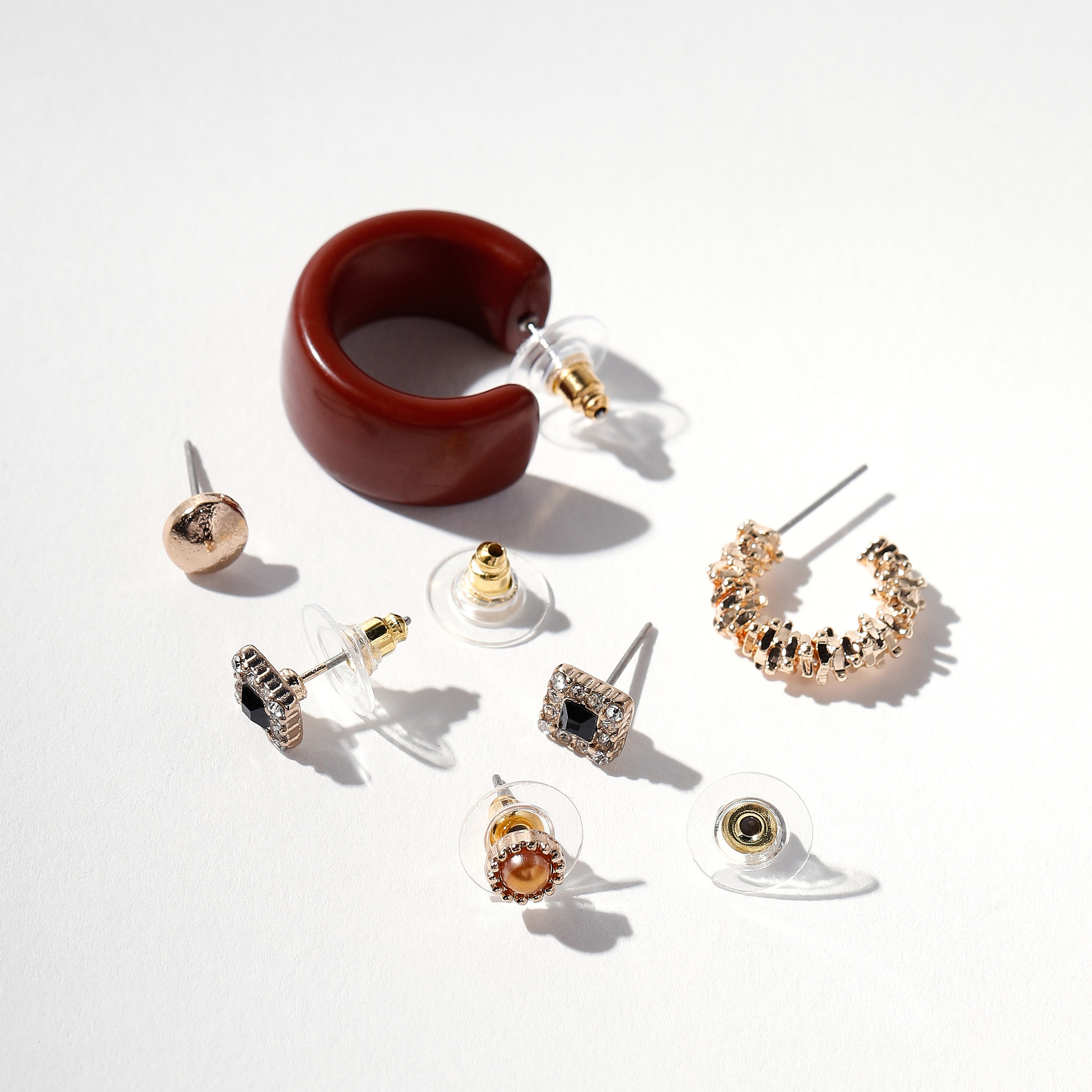 أقراط متنوعة بمكبس إغلاق خلفي - طقم من 6 أزواج-women-watchesandjewellery-jewellery-earrings-image-3