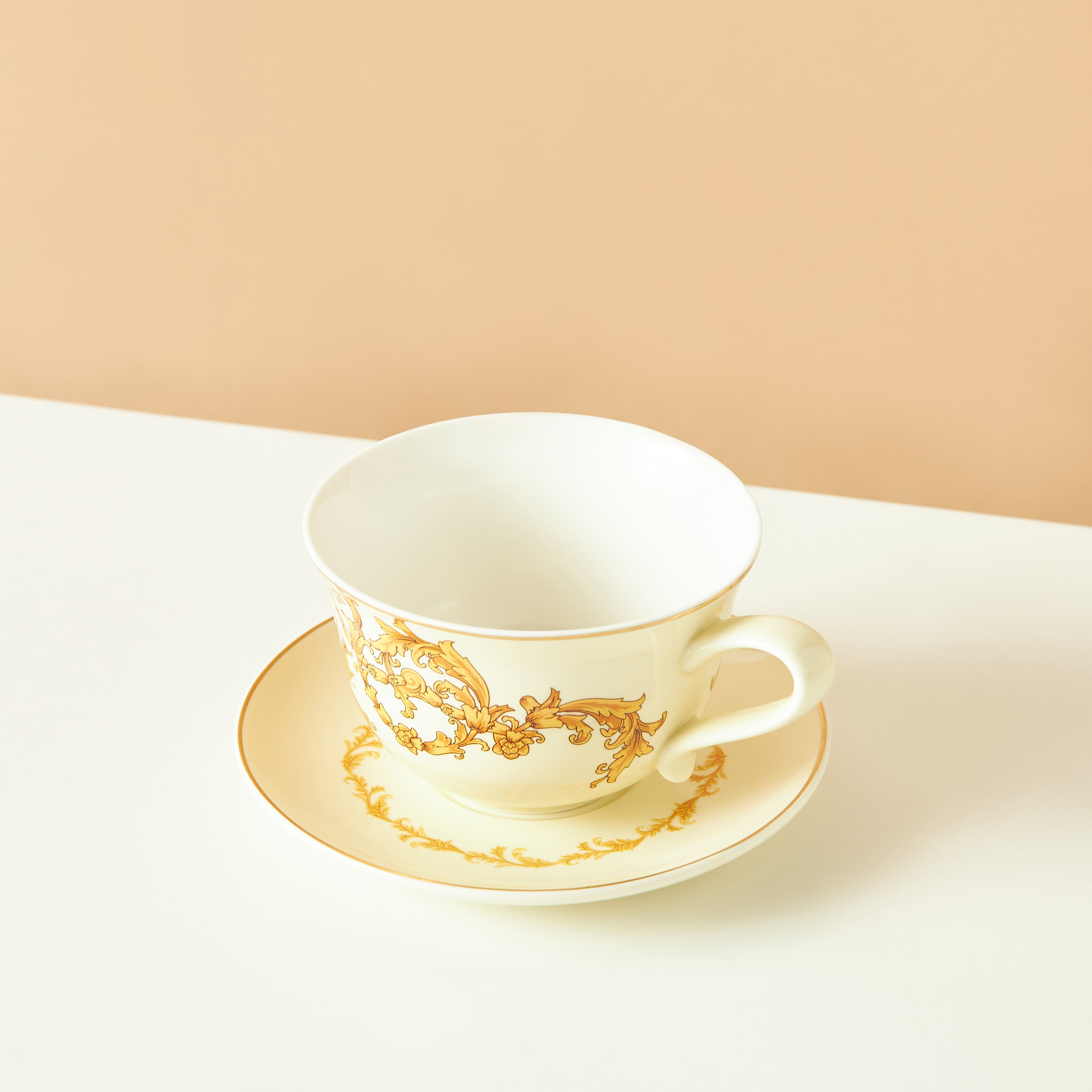 Gia Como Floral Print Porcelain Cup and Saucer Set - 200 ml-household-dining-teaandcoffee-teaandcoffeesets-image-2