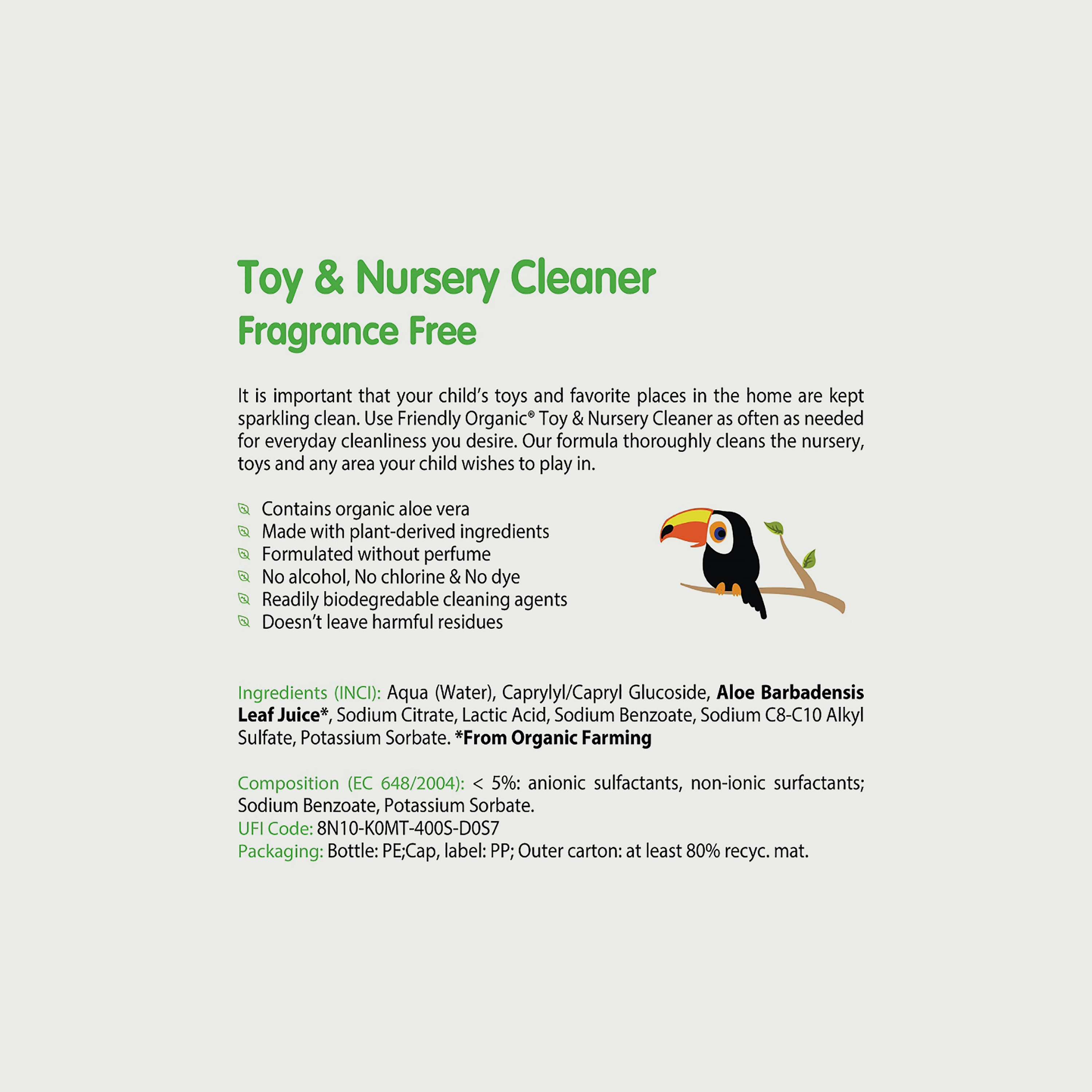 منظف للألعاب والحضانة عضوي خالي من العطور من فريندلي - 250 مل-baby-feeding-cleaningliquids-image-1