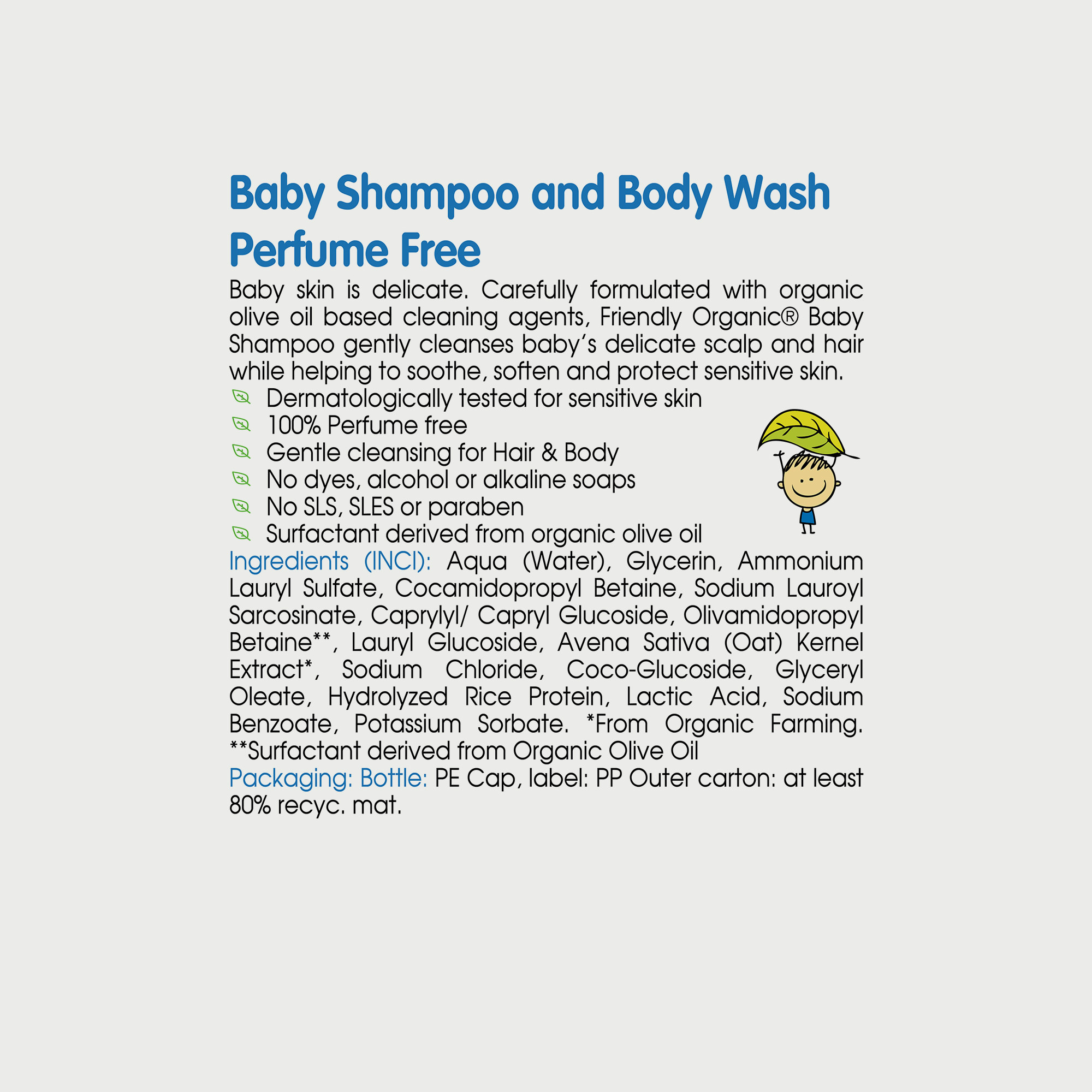 Friendly Organic Perfume Free Baby Shampoo and Body Wash, 400 ml-baby-bathandcare-hairbodyskincare-bodywashandsoaps-image-2