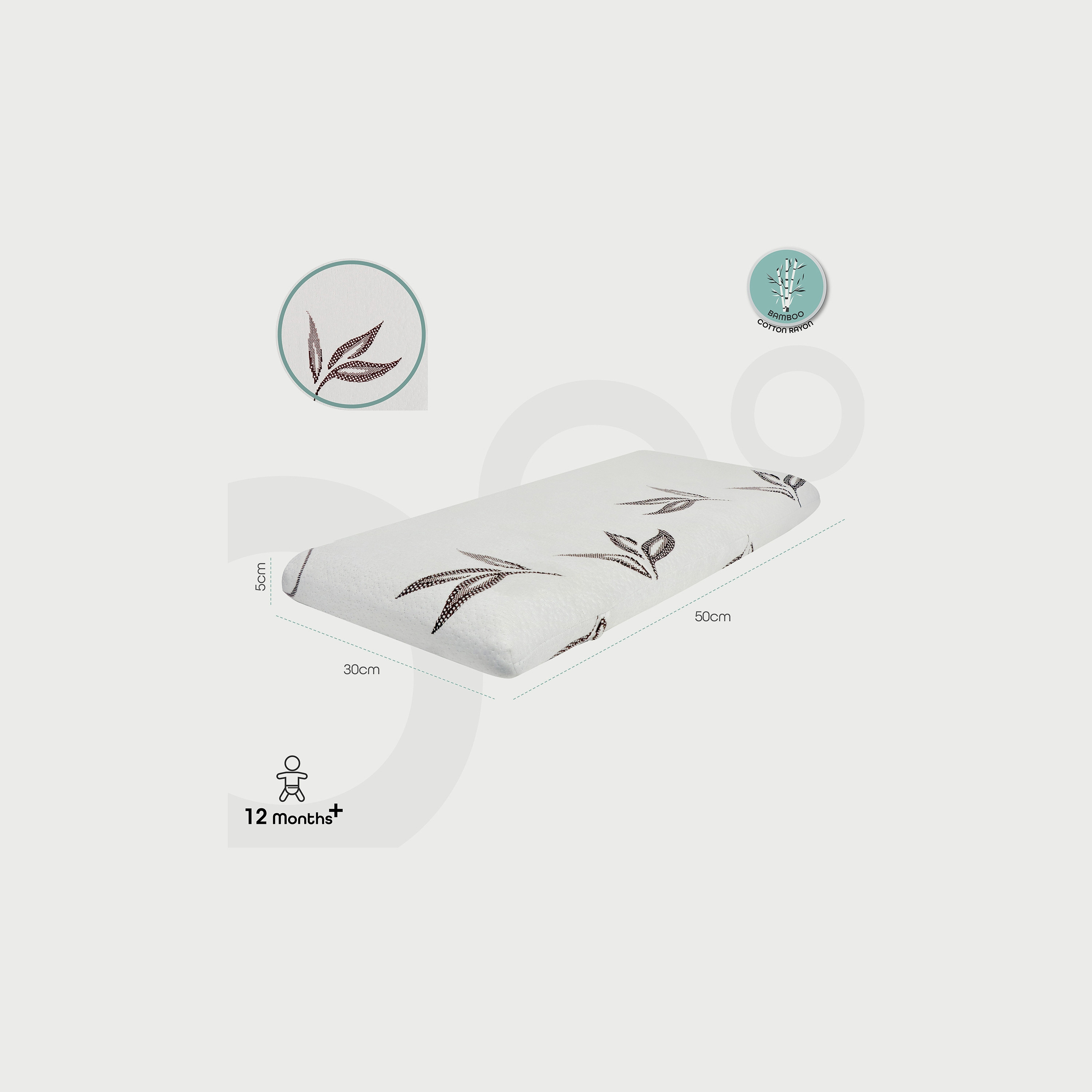 Moon Baby First Pillow With Bamboo Rayon, White-baby-nursery-babybedding-image-2
