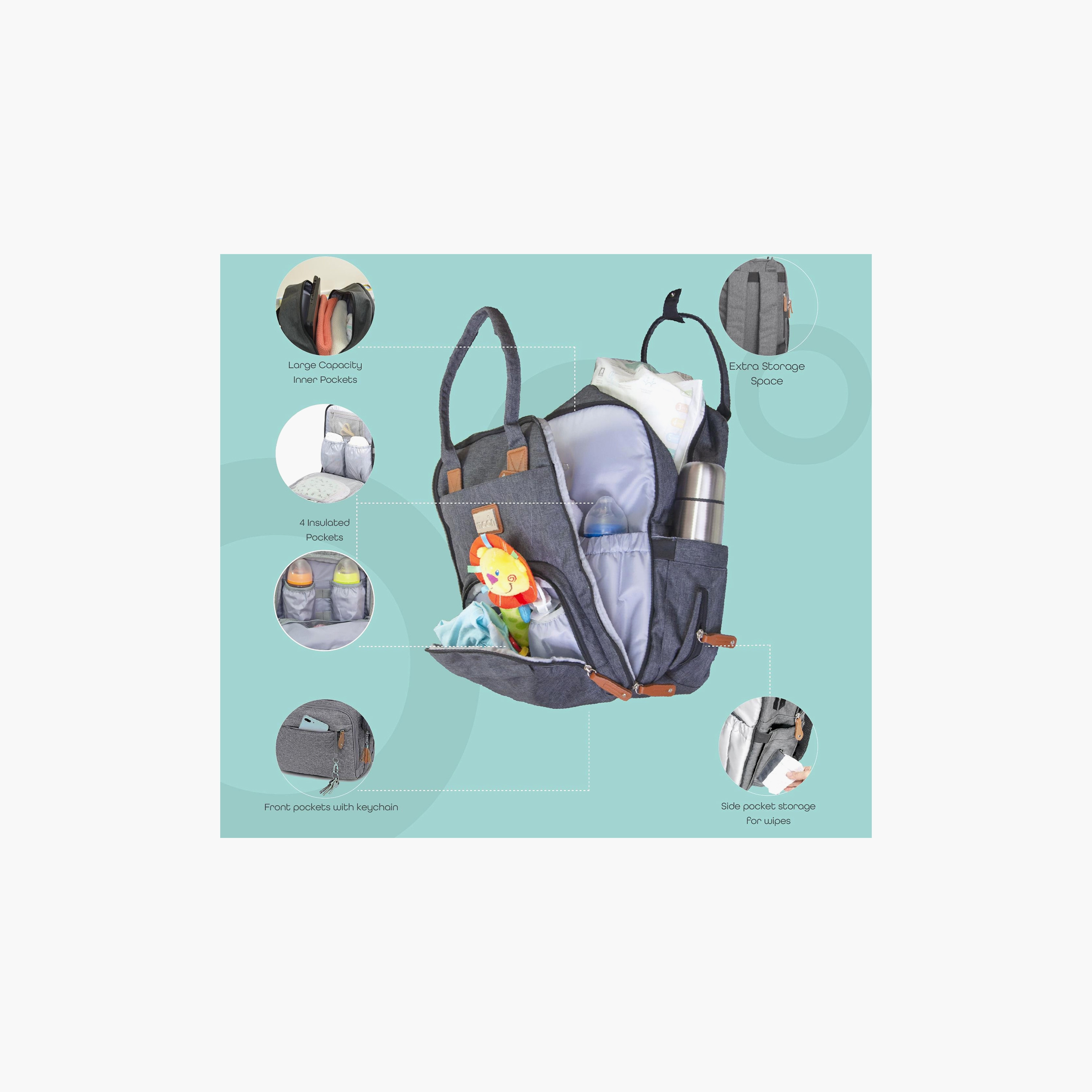 Moon Kary Me Diaper Backpack with Adjustable Straps and Zip Closure-baby-diapering-diaperbags-image-3
