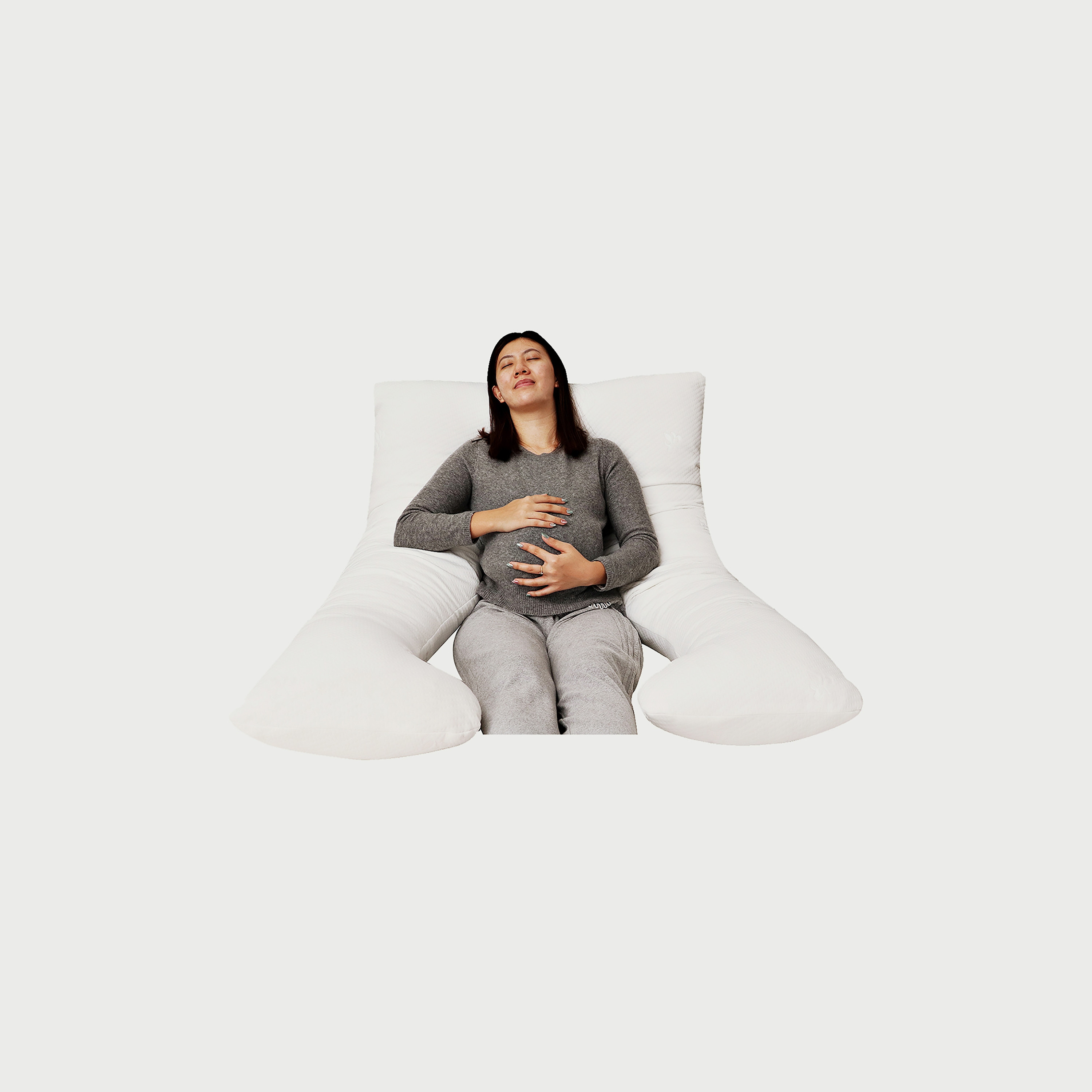 وسادة حمل لكامل الجسم على شكل حرف U من موون, أبيض-baby-feeding-breastfeedingandcare-image-1