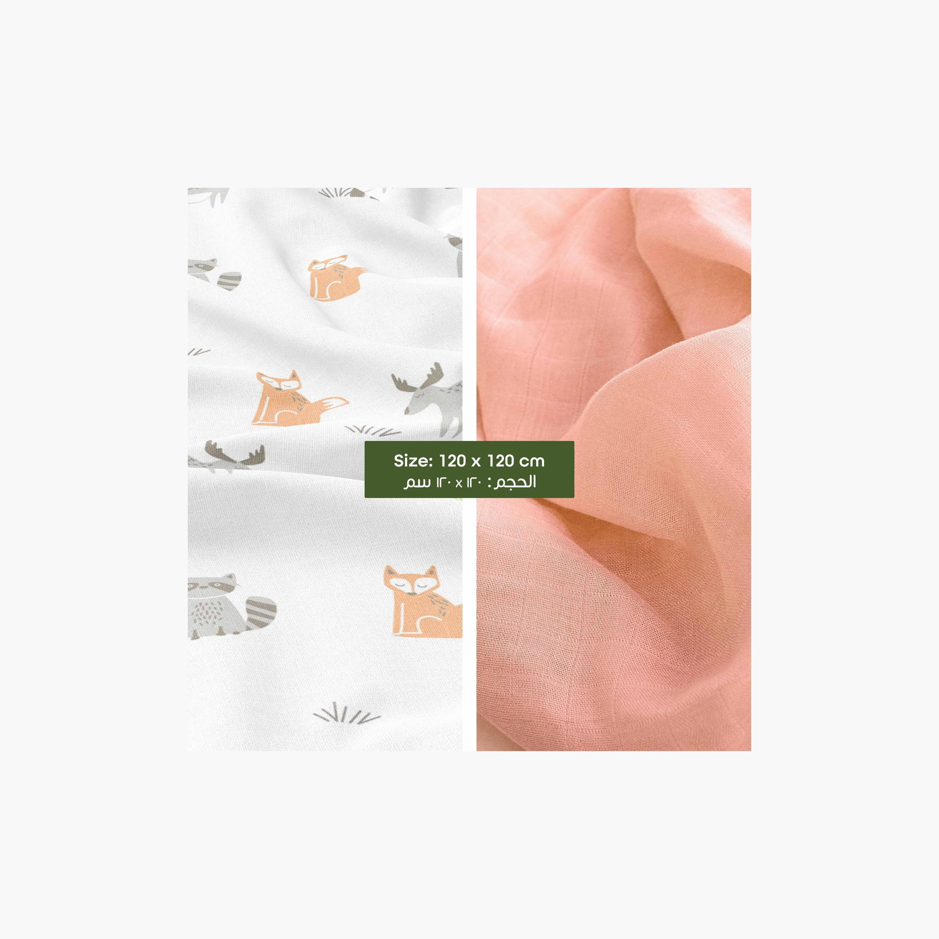 Moon 2-Piece Organic Muslin Swaddle Wrap Set - 120x120 cms-baby-nursery-blanketsandswaddles-swaddlesandsleepingbags-image-2