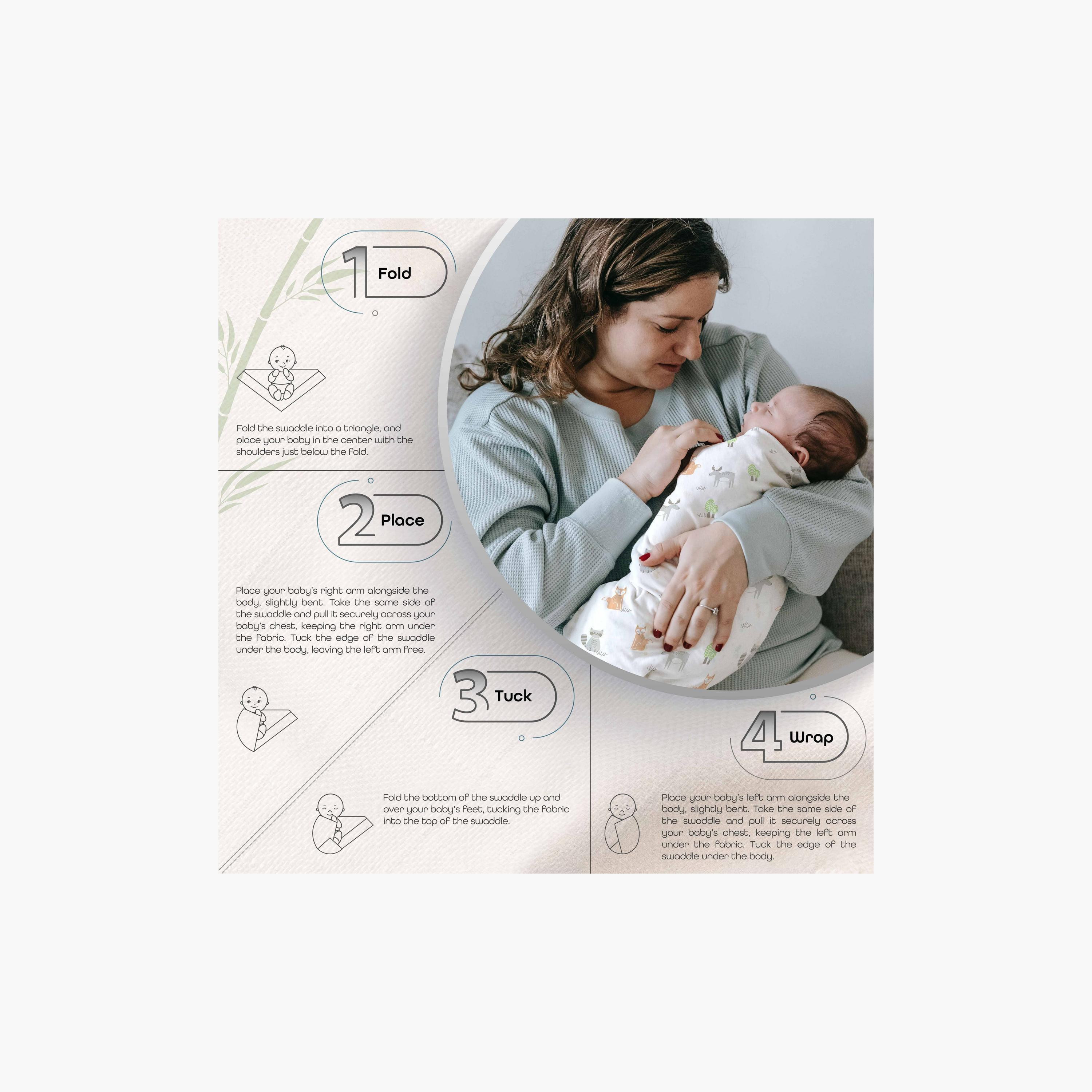 Moon 2-Piece Organic Muslin Swaddle Wrap Set - 120x120 cms-baby-nursery-blanketsandswaddles-swaddlesandsleepingbags-image-3