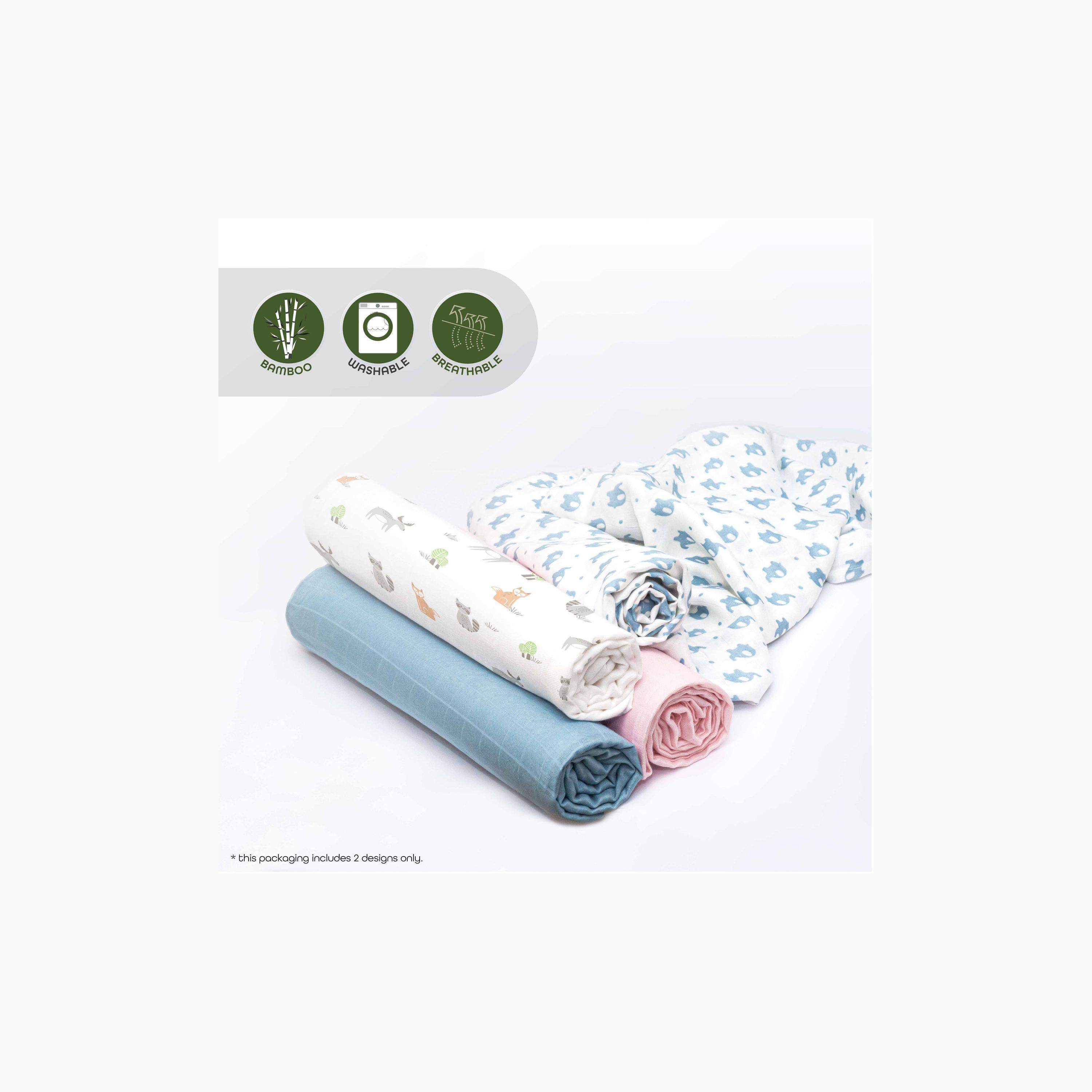 Moon 2-Piece Organic Muslin Swaddle Wrap Set - 120x120 cms-baby-nursery-blanketsandswaddles-swaddlesandsleepingbags-image-4