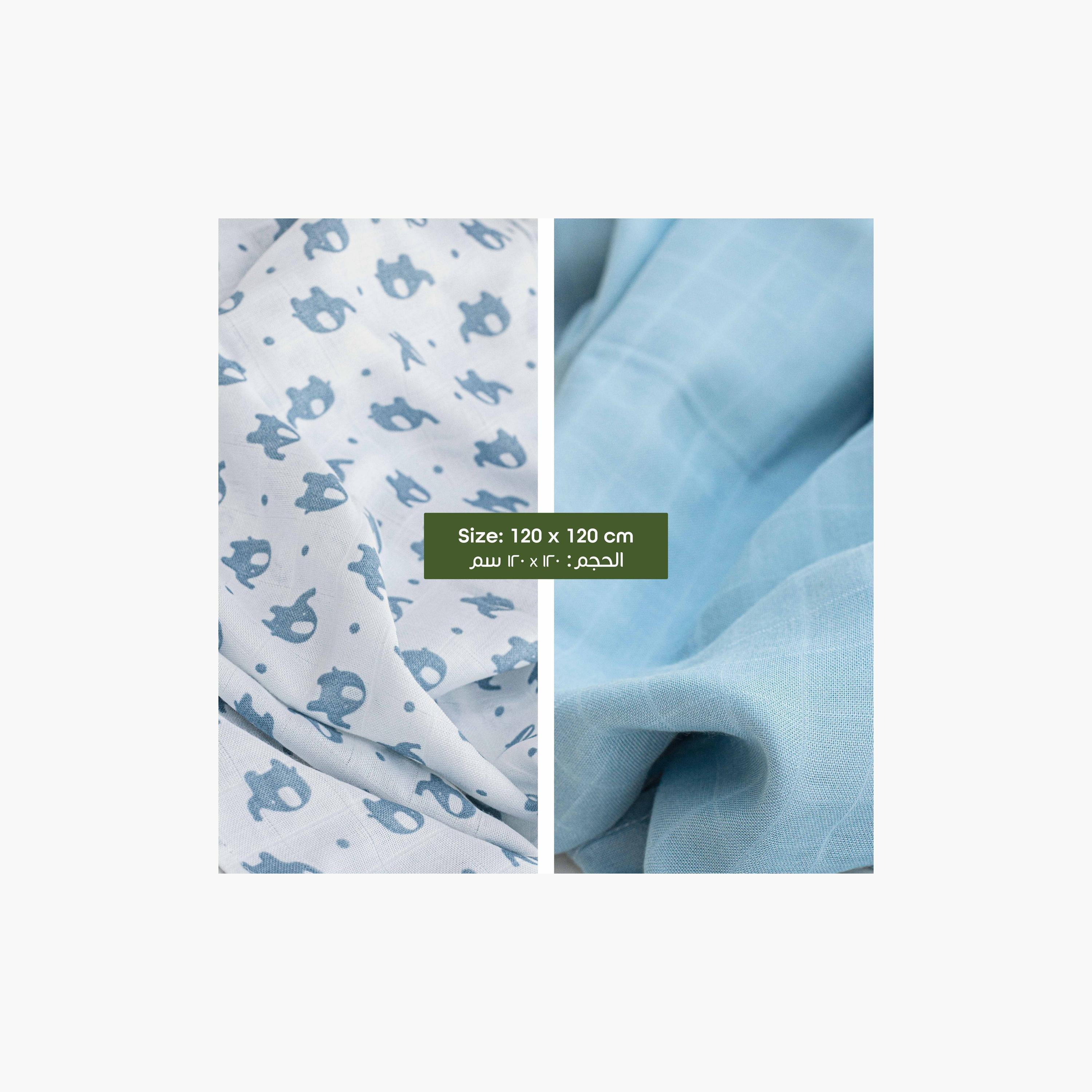 Moon 2-Piece Bamboo Muslin Swaddle Wrap Set - 120x120 cms-baby-nursery-blanketsandswaddles-swaddlesandsleepingbags-image-2