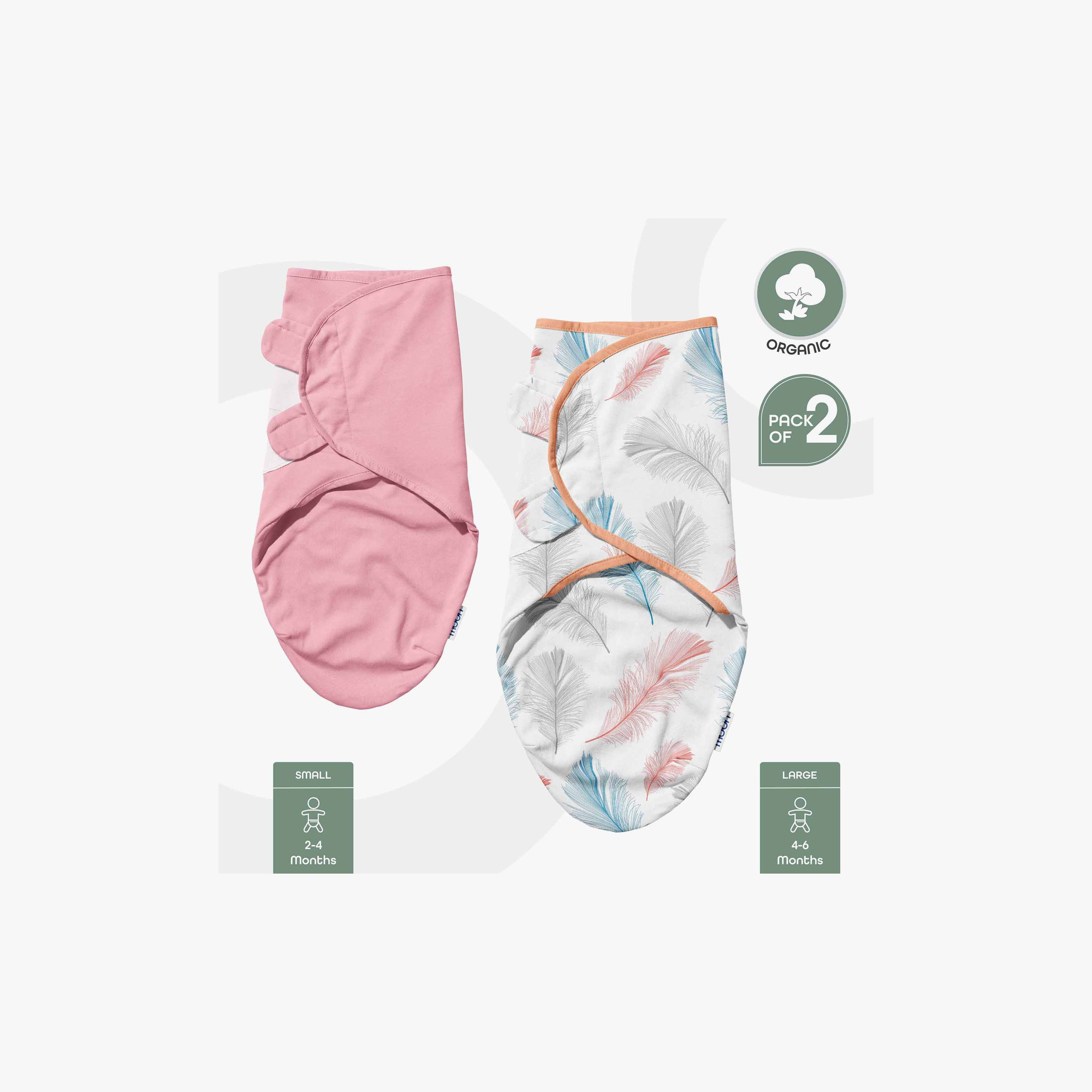 Moon Organic Swaddle with Hook and Loop Closure - Set of 2-baby-nursery-blanketsandswaddles-swaddlesandsleepingbags-image-2