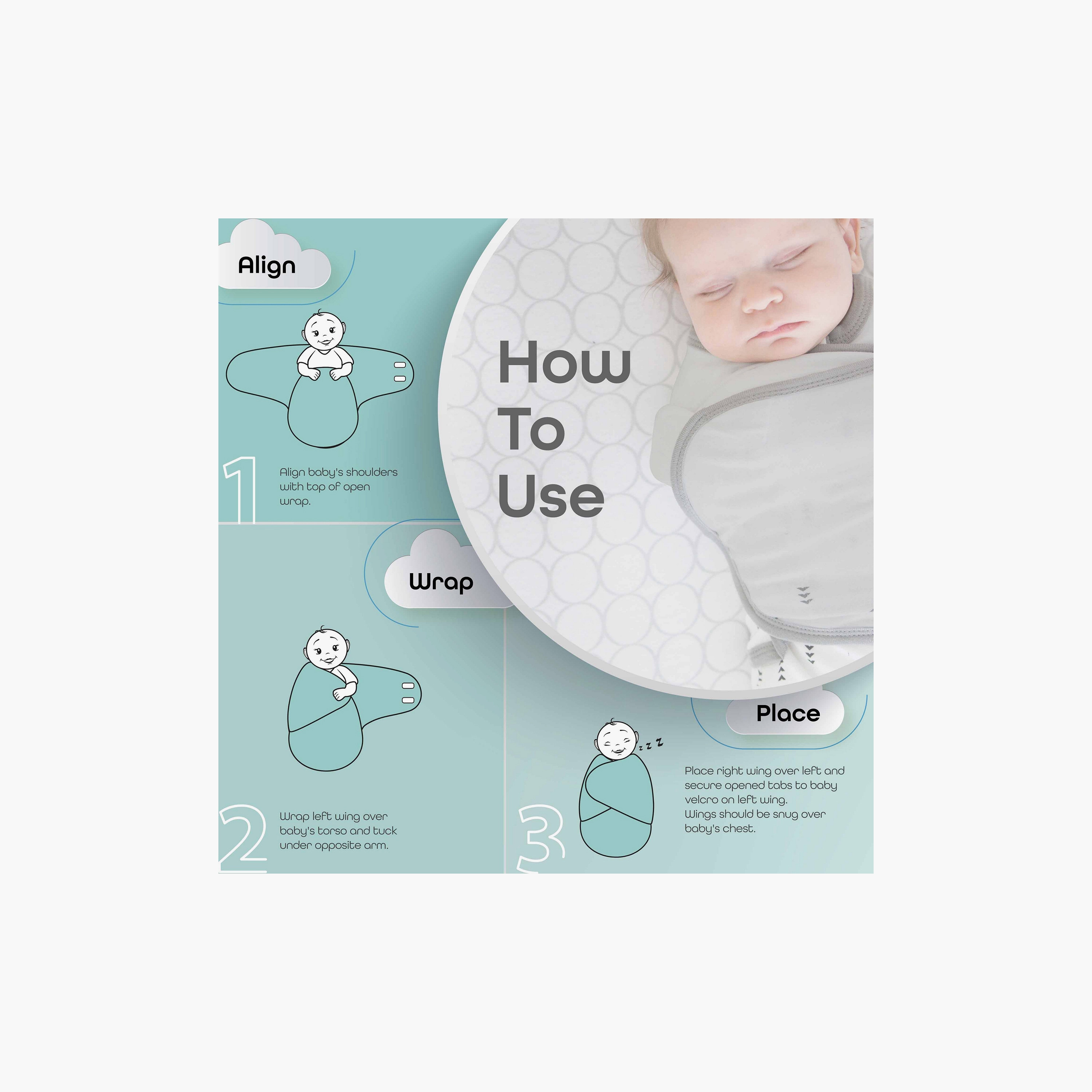 قماط عضوي بشريط إغلاق لاصق من مون - طقم من قطعتين-baby-nursery-blanketsandswaddles-swaddlesandsleepingbags-image-4