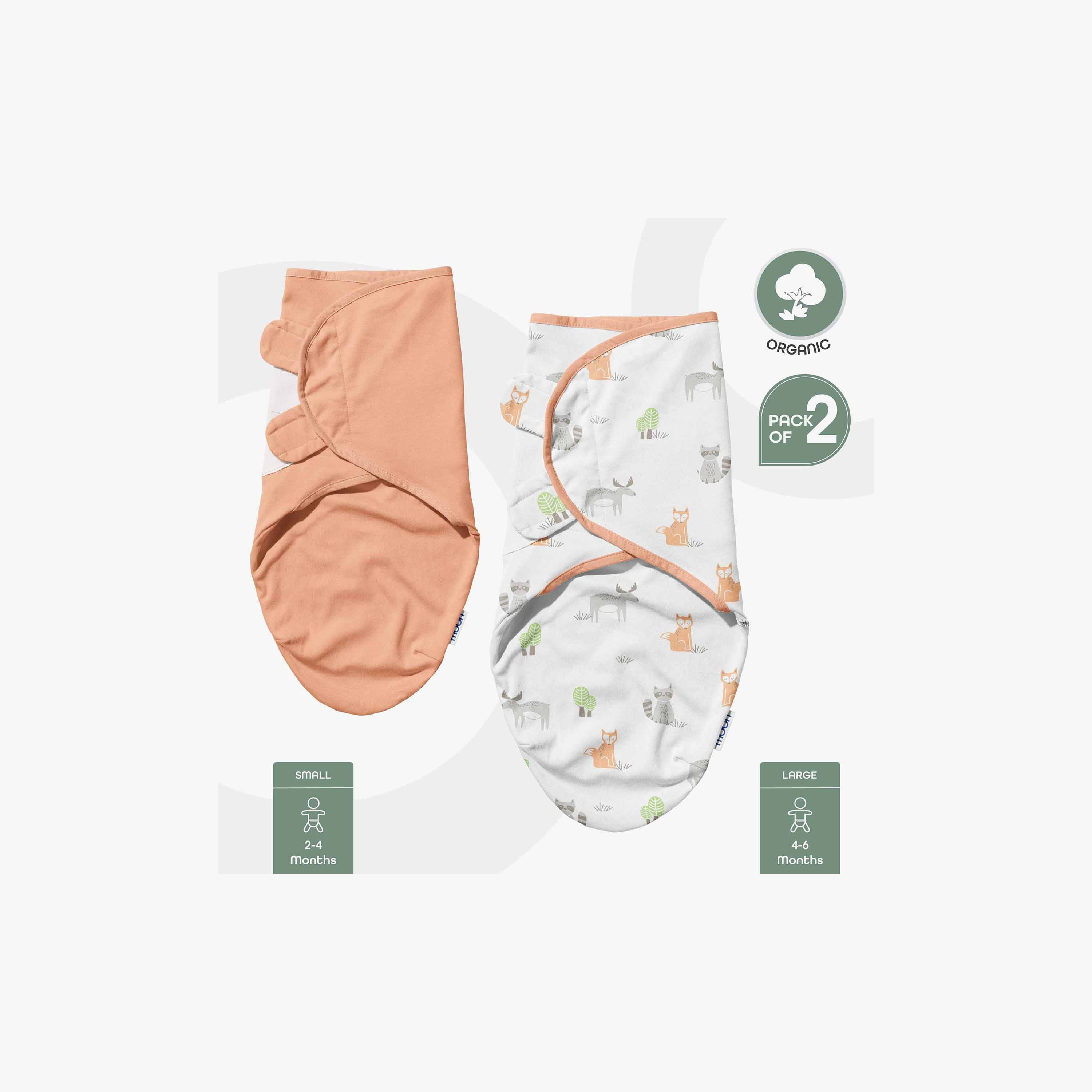 قماط عضوي بشريط إغلاق لاصق من مون - طقم من قطعتين-baby-nursery-blanketsandswaddles-swaddlesandsleepingbags-image-2
