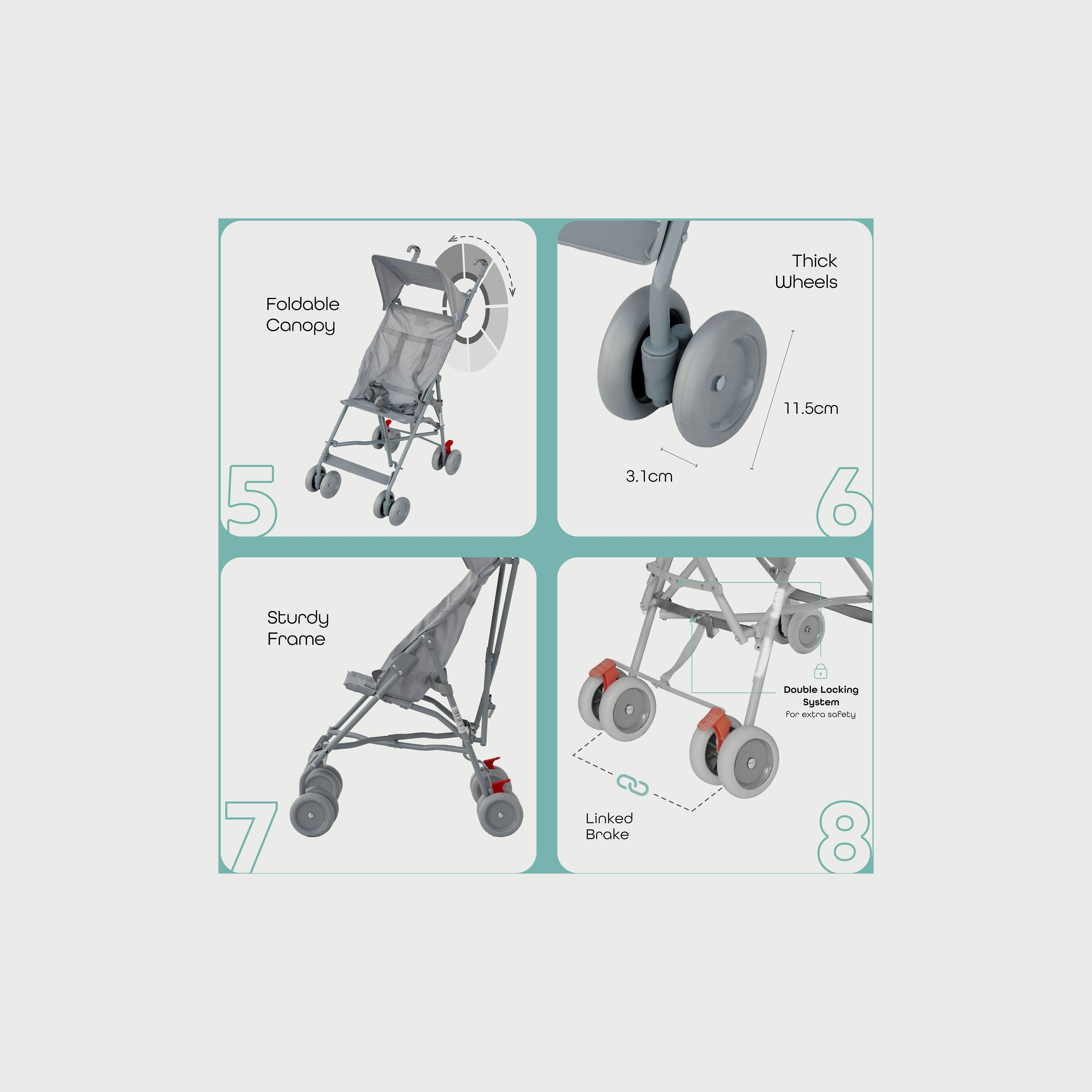 Moon Jet-Ultra Lightweight and Compact Fold Buggy Stroller - Light Grey-baby-gear-strollersandprams-buggies-image-3