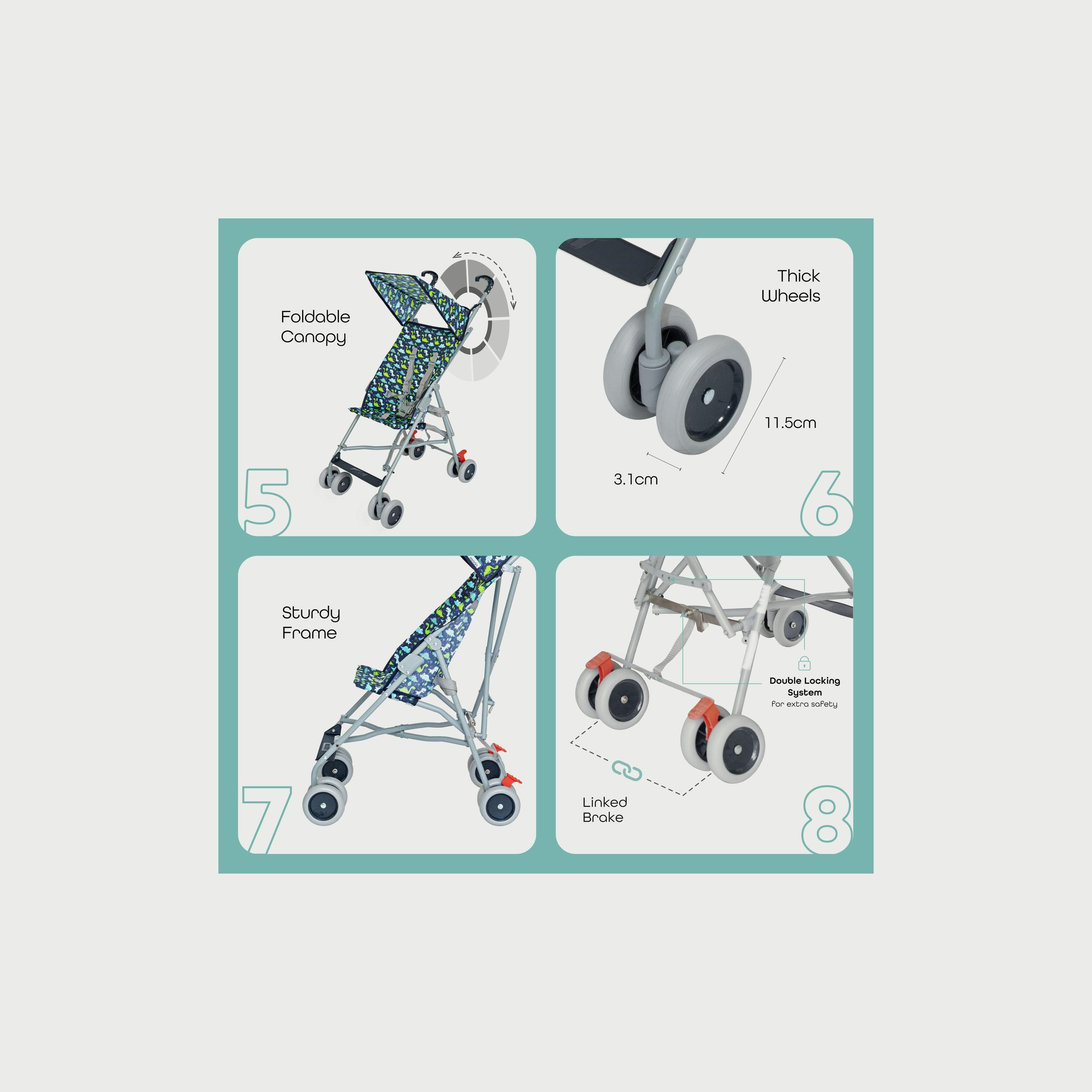 Moon Jet-Ultra Lightweight and Compact Fold Buggy Stroller - Printed Dino-baby-gear-strollersandprams-buggies-image-3