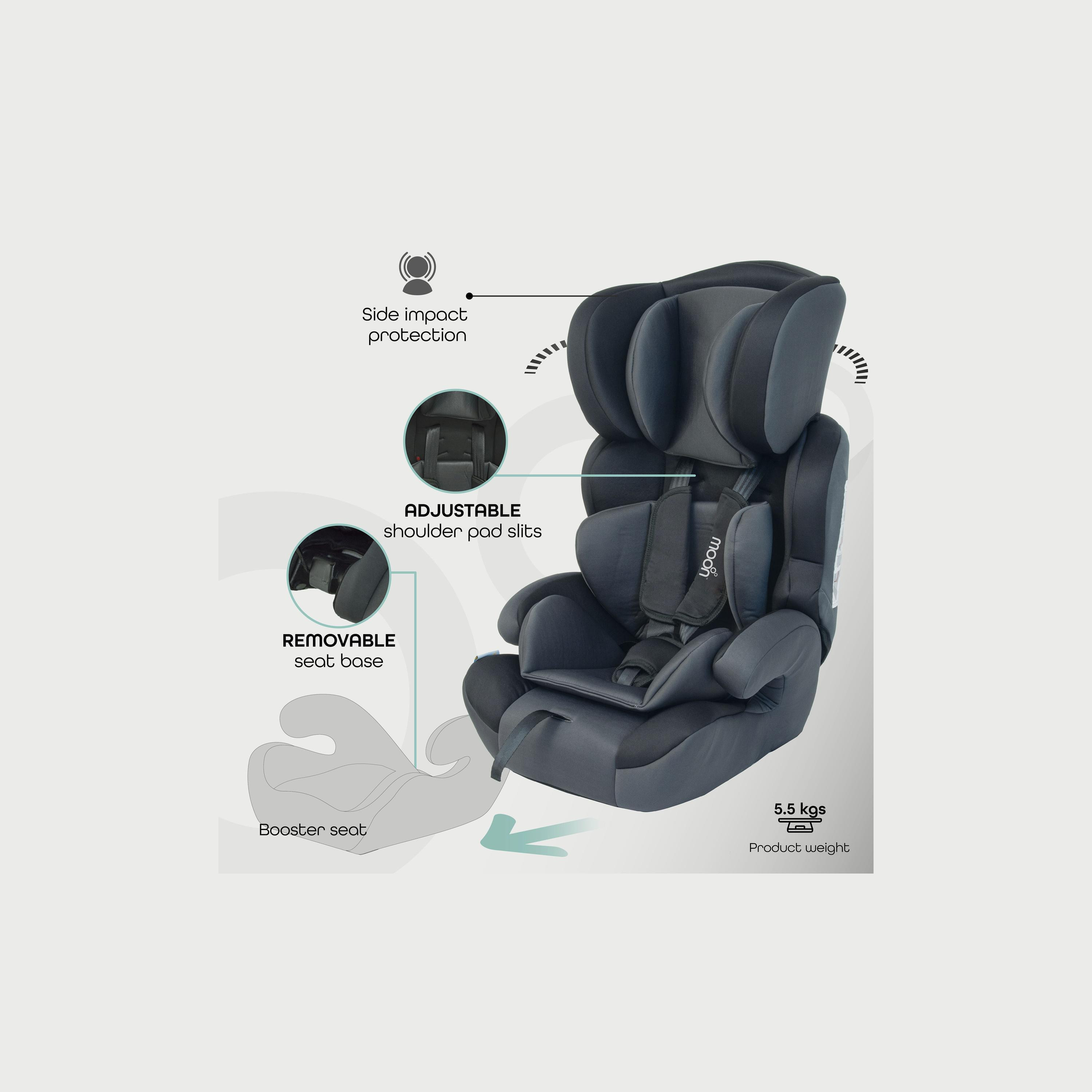 Moon Tolo Car Seat (Group 1, 2, 3) Black-baby-gear-carseats-image-3