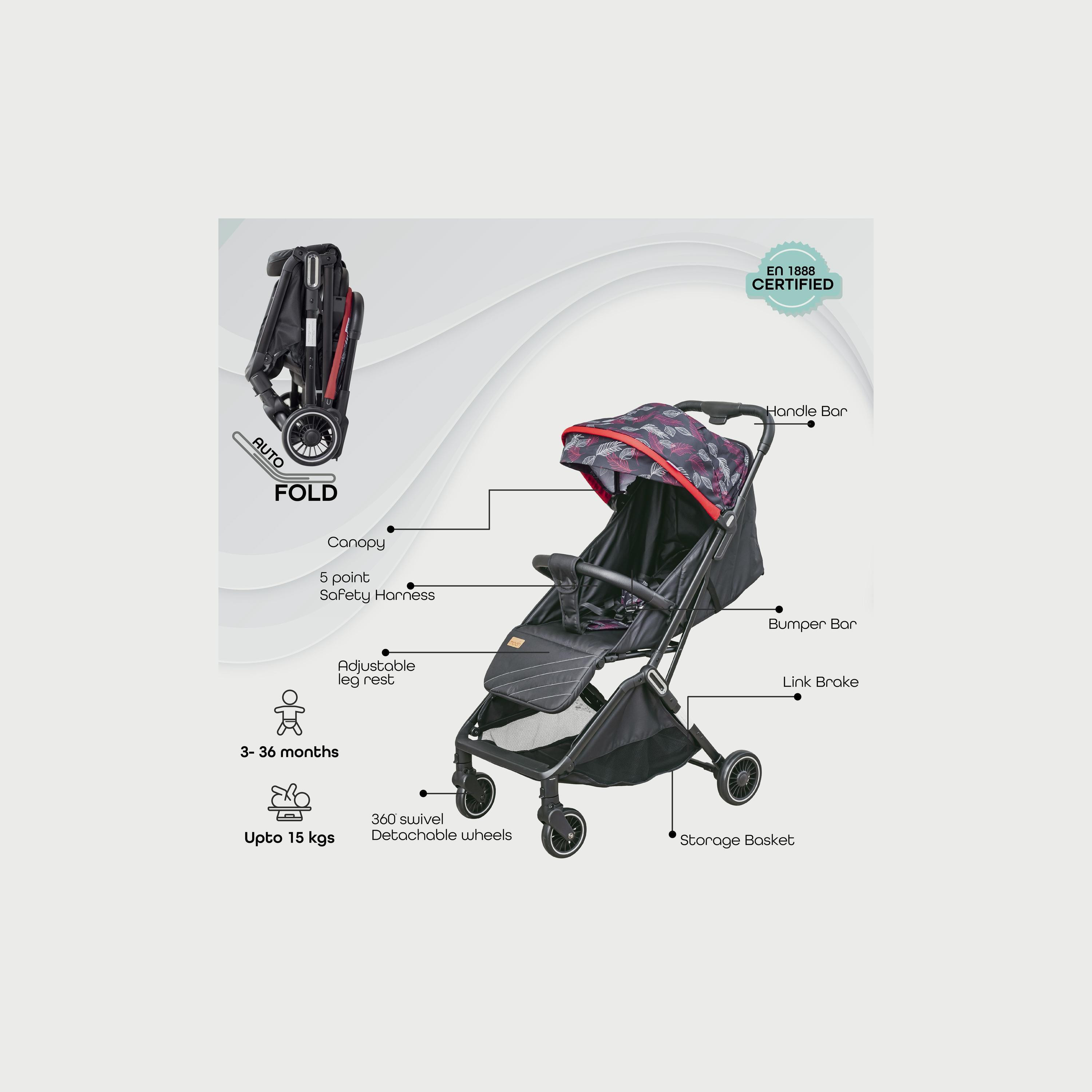 Moon Pronto Autofold Stroller, Leaf Pattern-baby-gear-strollersandprams-strollers-image-5
