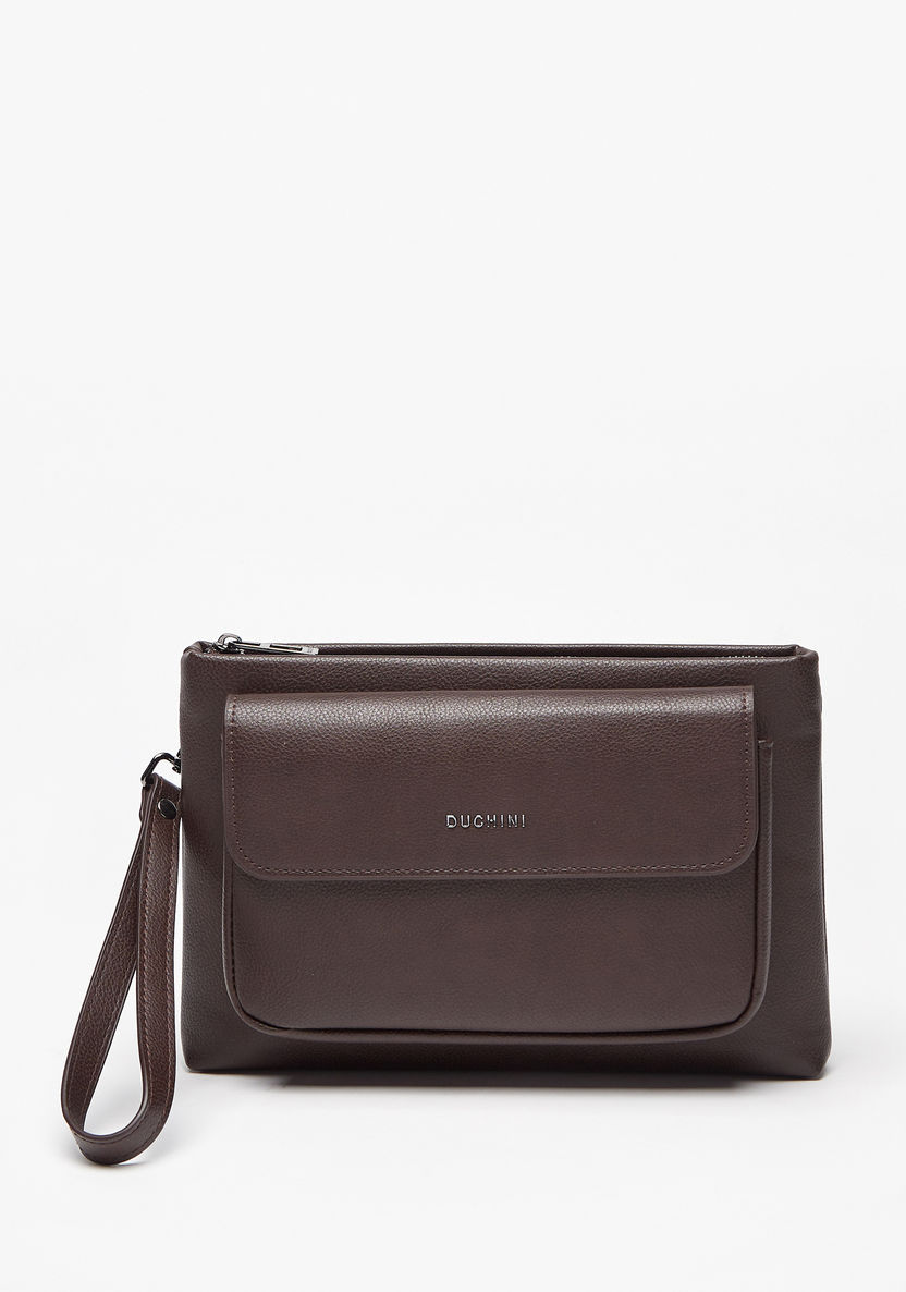 Buy Duchini Textured Pouch with Detachable Wristlet Strap and Zip ...
