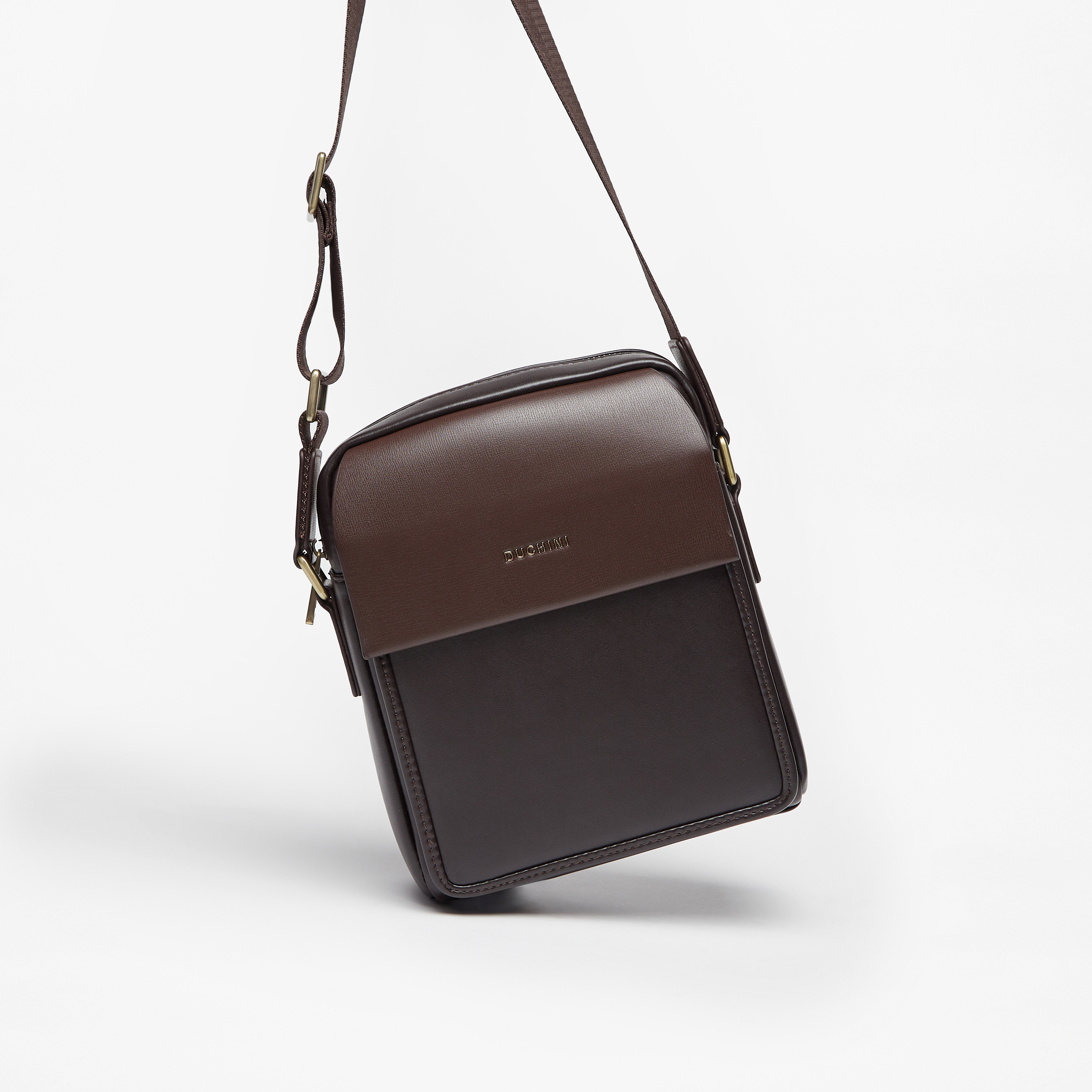 Duchini Solid Crossbody Bag with Adjustable Strap and Zip Closure-travel-accessories-image-2