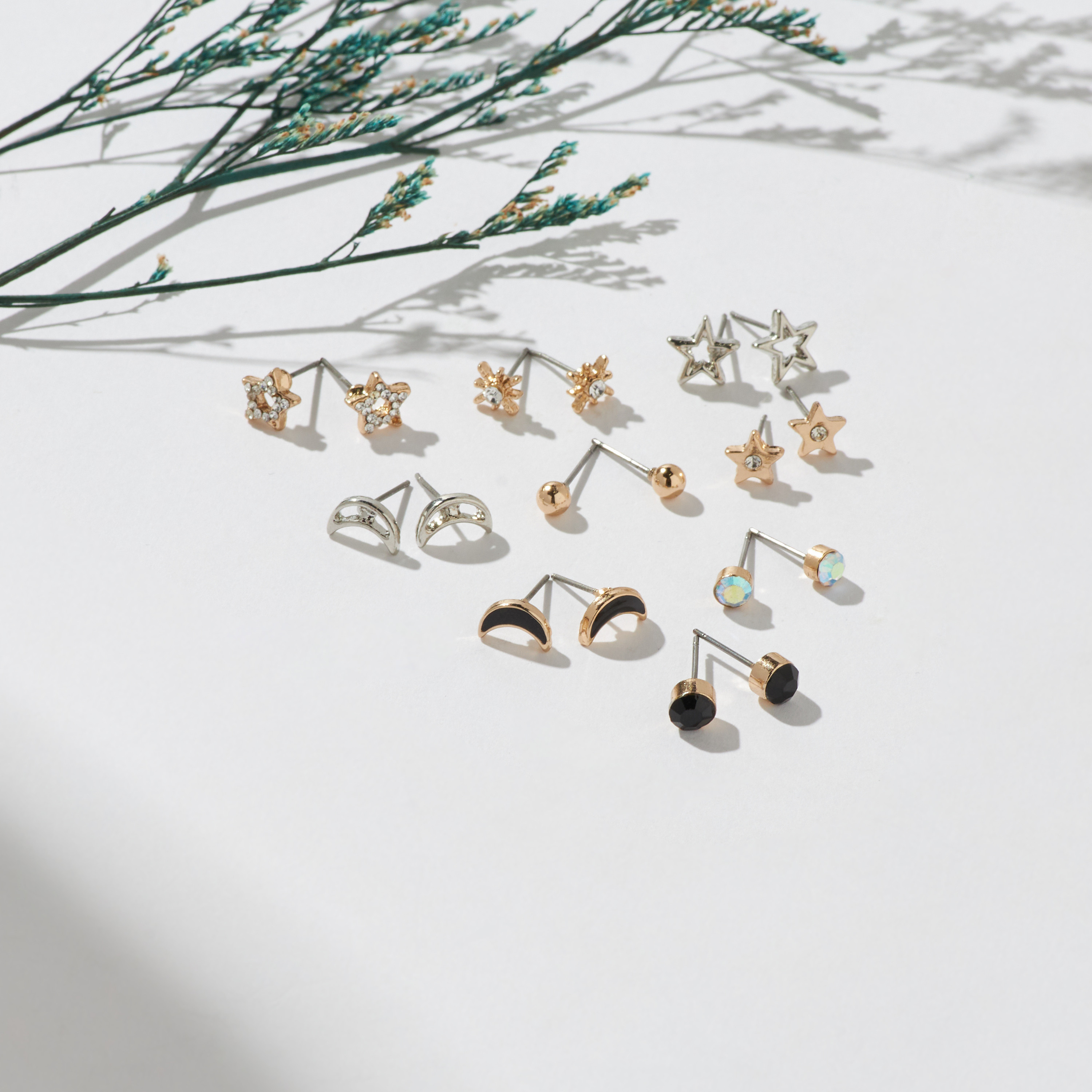 Metallic Stud Earrings with Pusback Closure - Set of 9-women-watchesandjewellery-jewellery-earrings-image-2