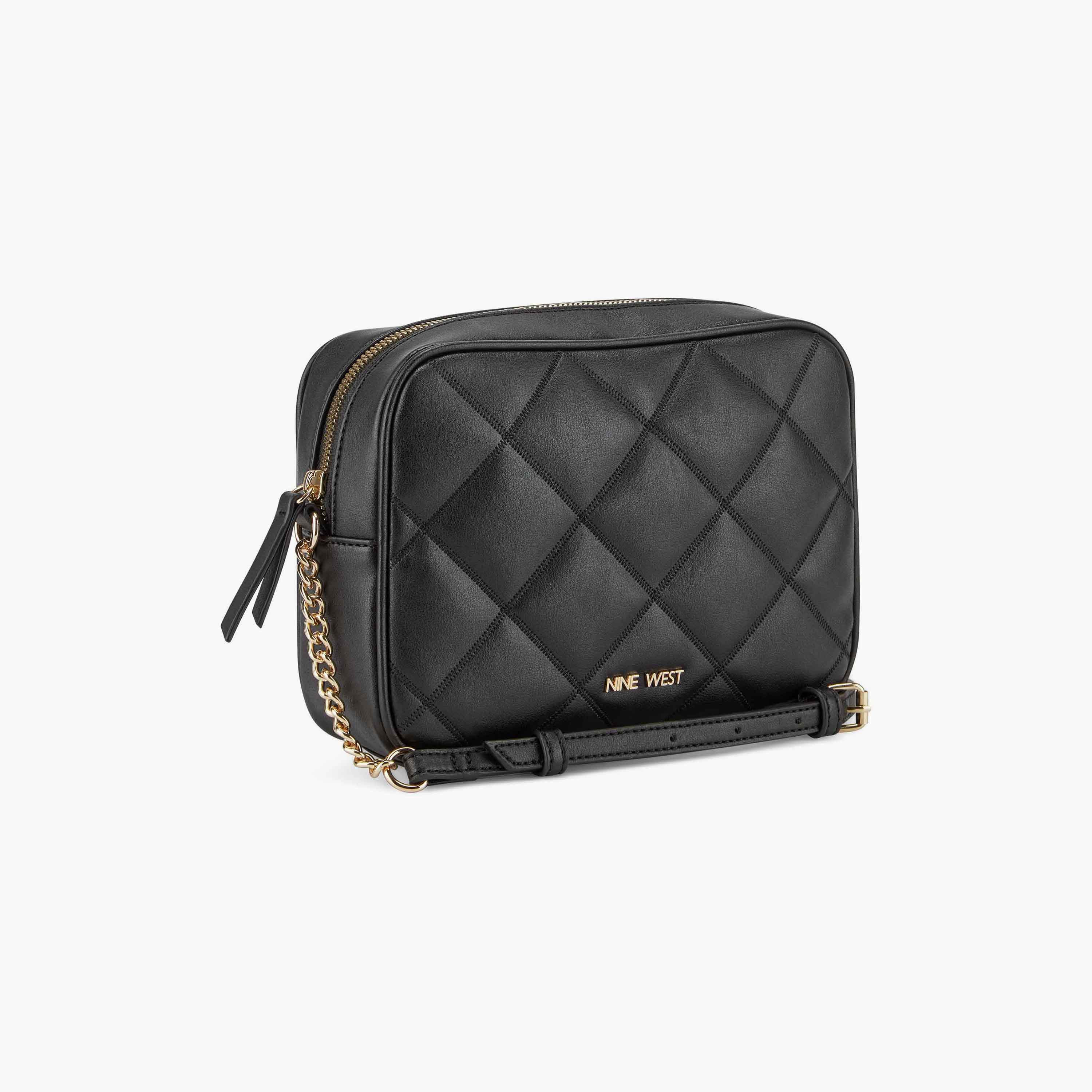 Nine West Madisen Quilted Crossbody Bag with Adjustable and Detachable Strap in Black