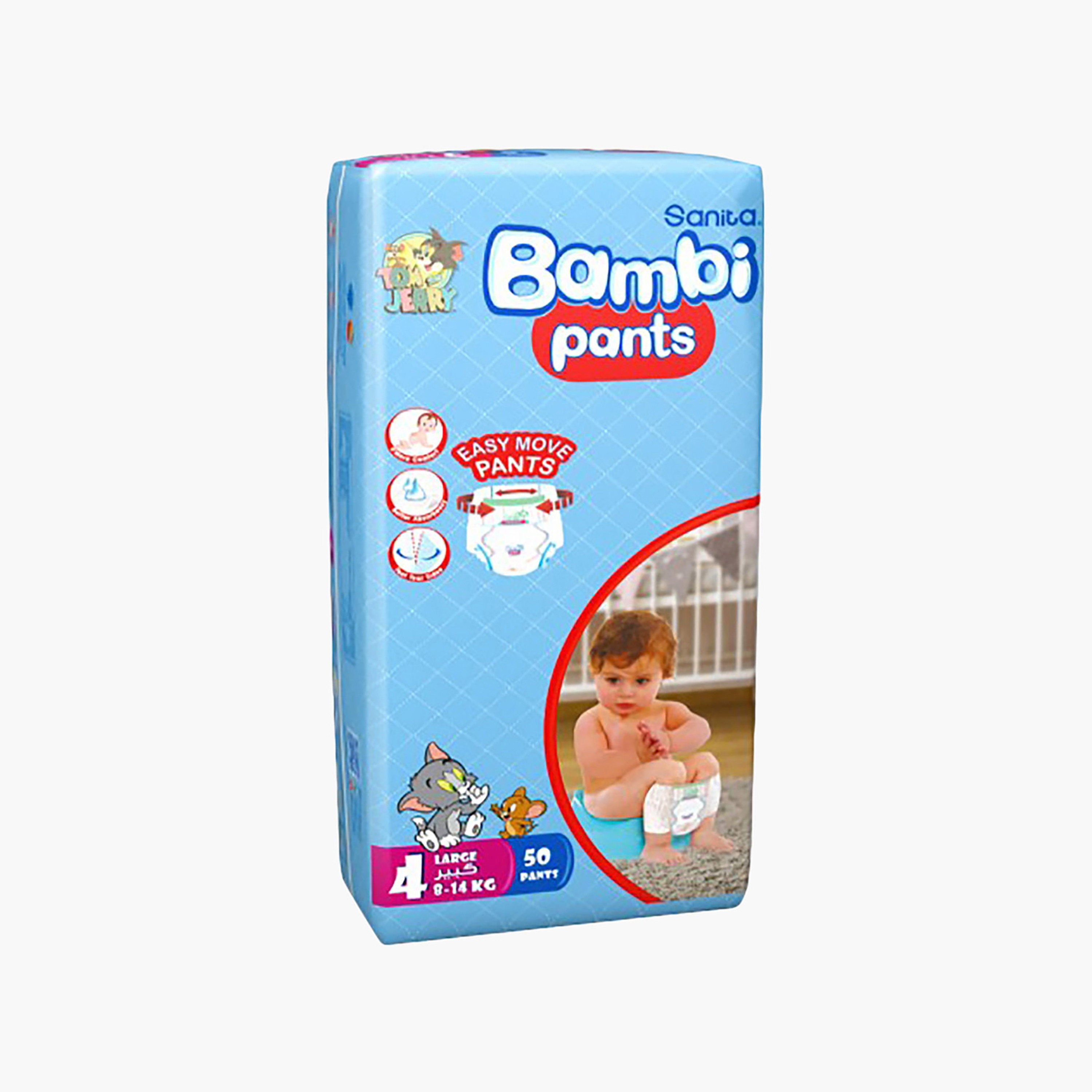 Sanita Bambi Pants Jumbo Box Size 4, 50-Diapers Pack - 8-14 kgs-baby-diapering-diapers-image-1