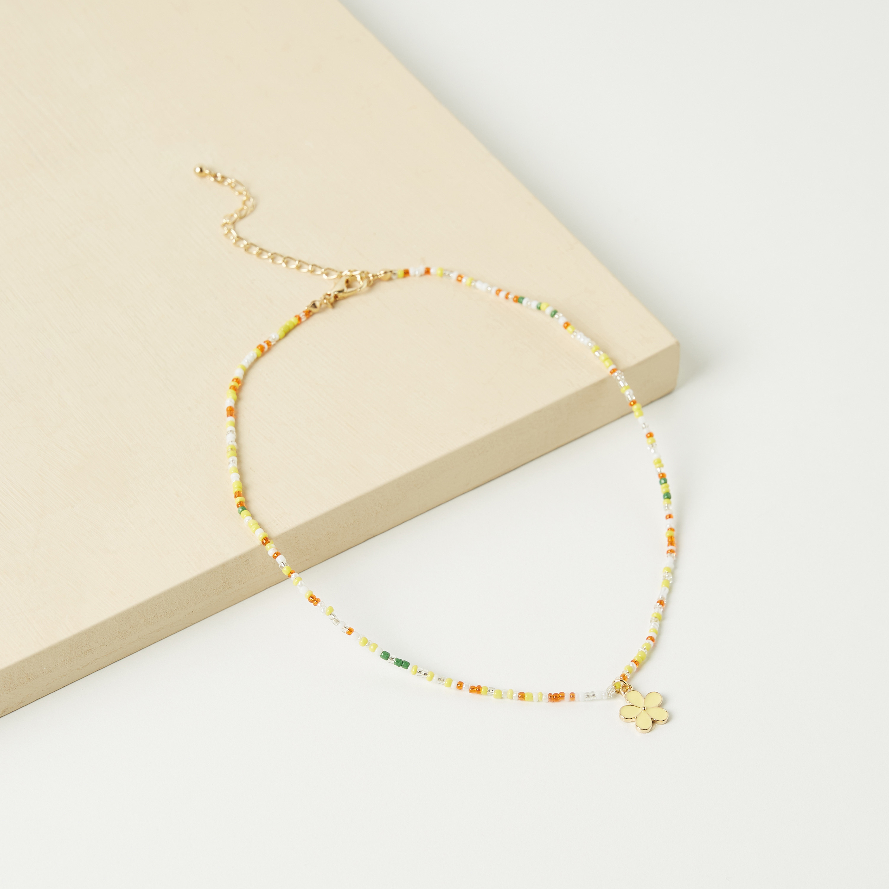 Charmz Floral Seedbeads Pendant Necklace-girls-accessories-jewellery-image-1