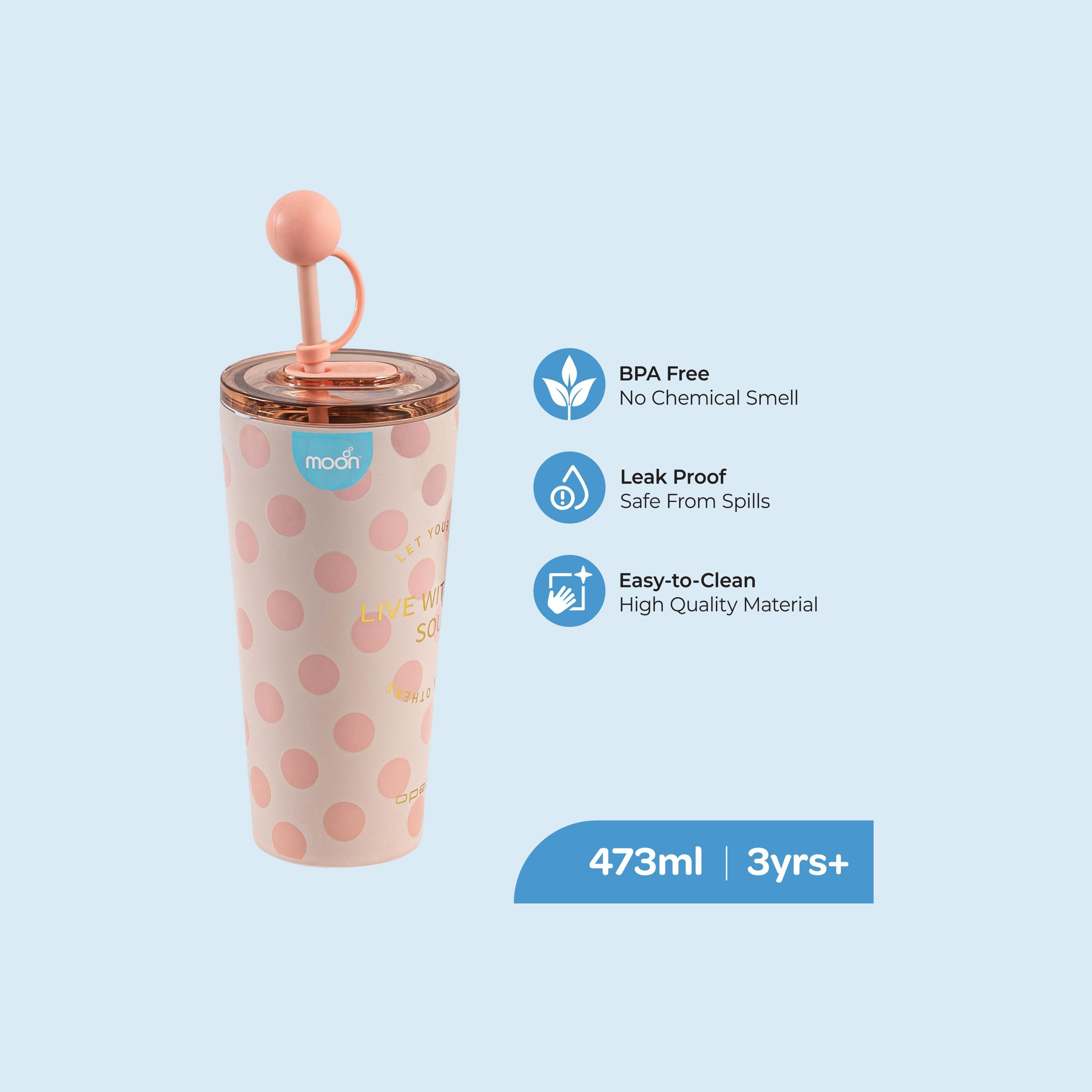 كوب سمووزي بجدار مزدوج مع ماصة من موون، 473 مل، وردي-baby-feeding-mealtimeessentials-image-2