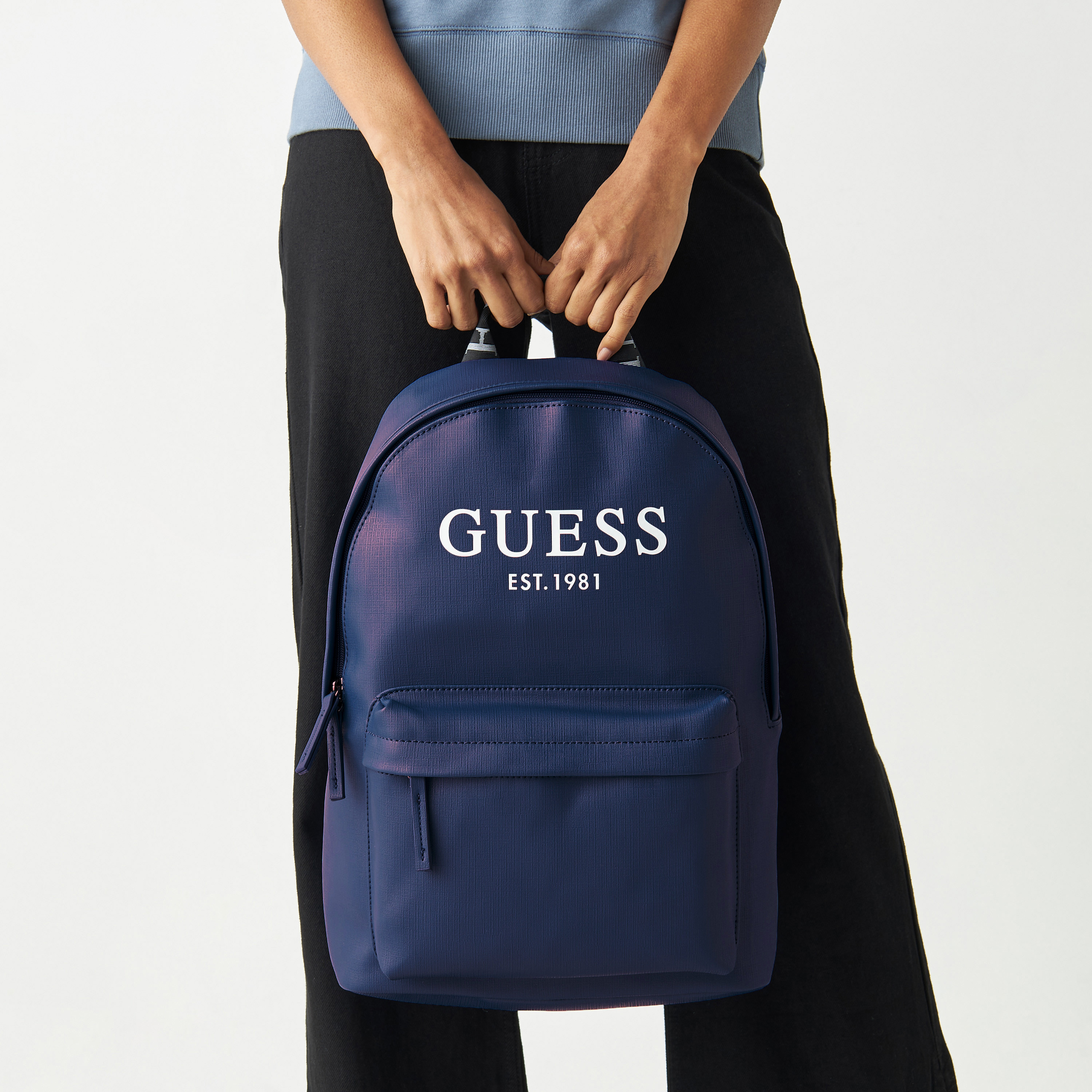 Buy Women s Guess Logo Print Backpack with Front Zipper Compartment Online Centrepoint Bahrain