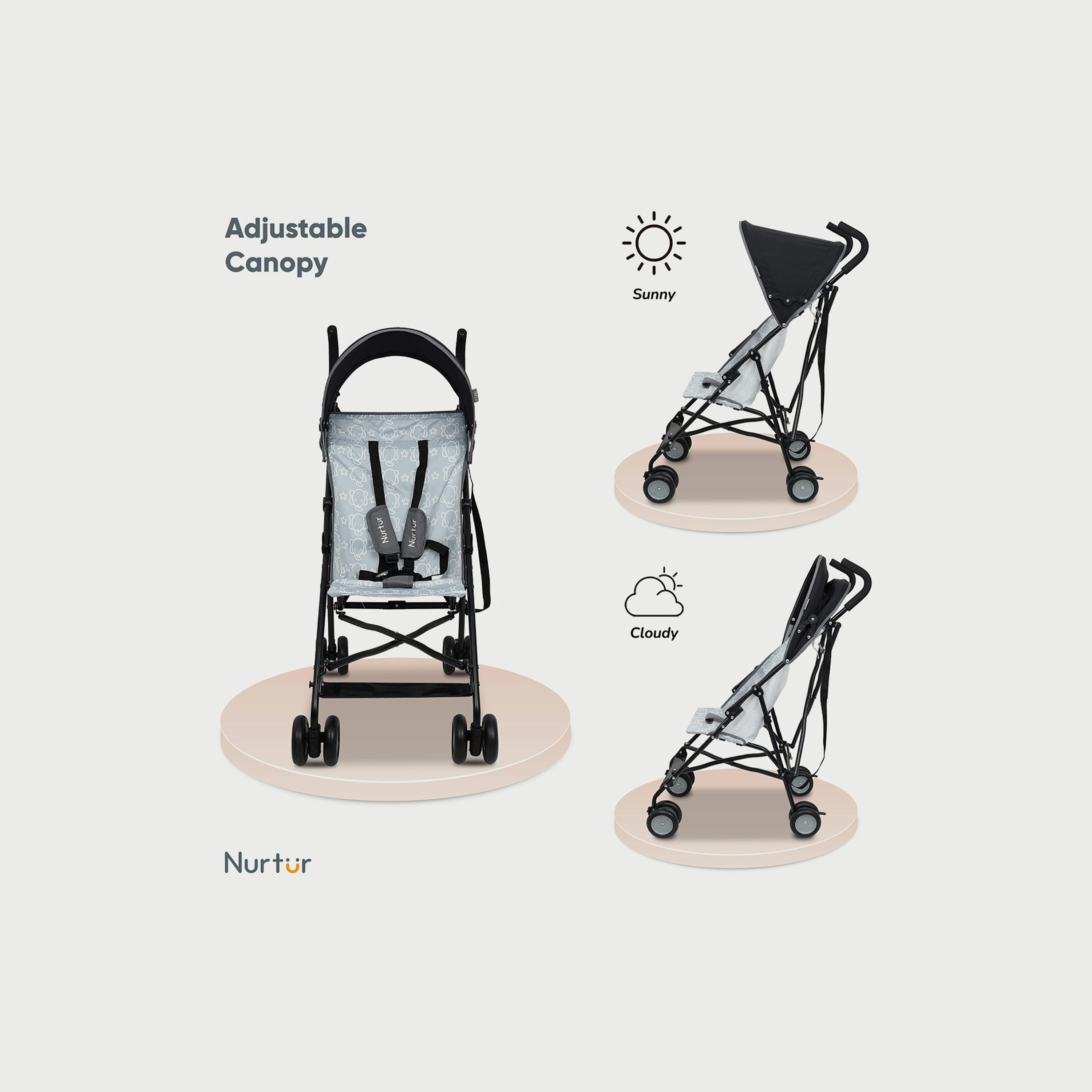 Nurtur Rex Buggy Lightweight Stroller with Compact Fold Canopy, Blue-baby-gear-strollersandprams-buggies-image-3