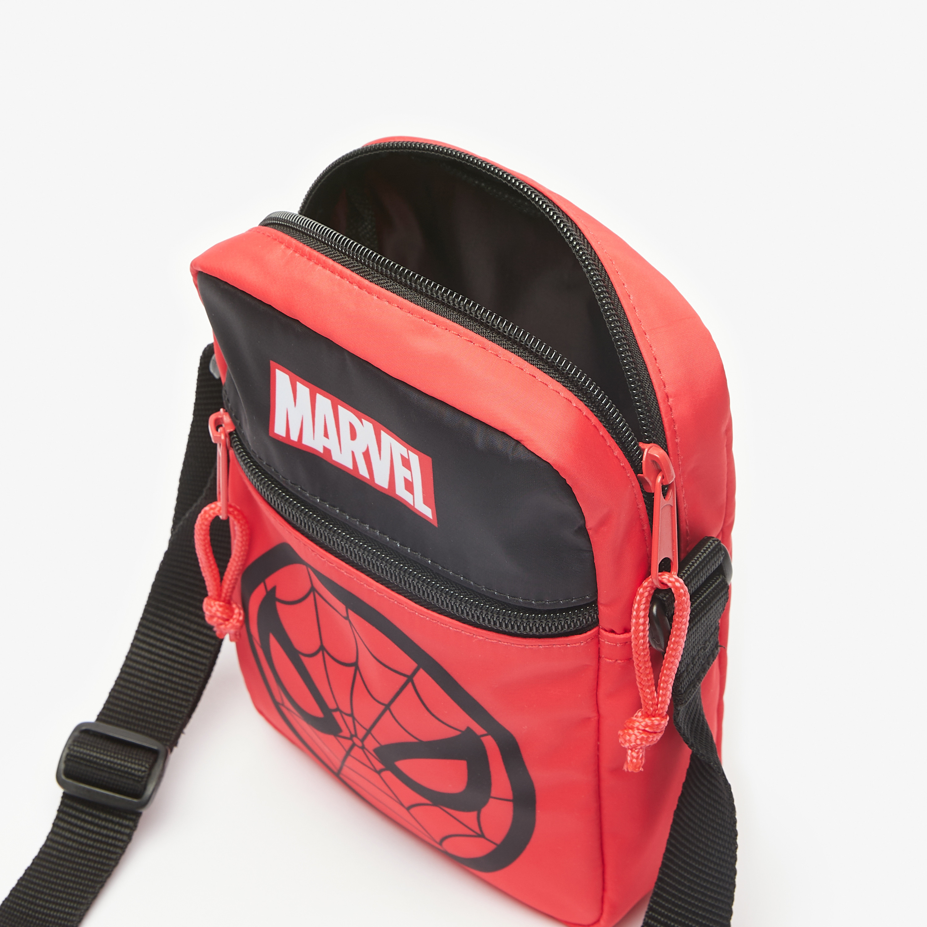 Shop Marvel Spider Man Print Crossbody Bag with Adjustable Strap