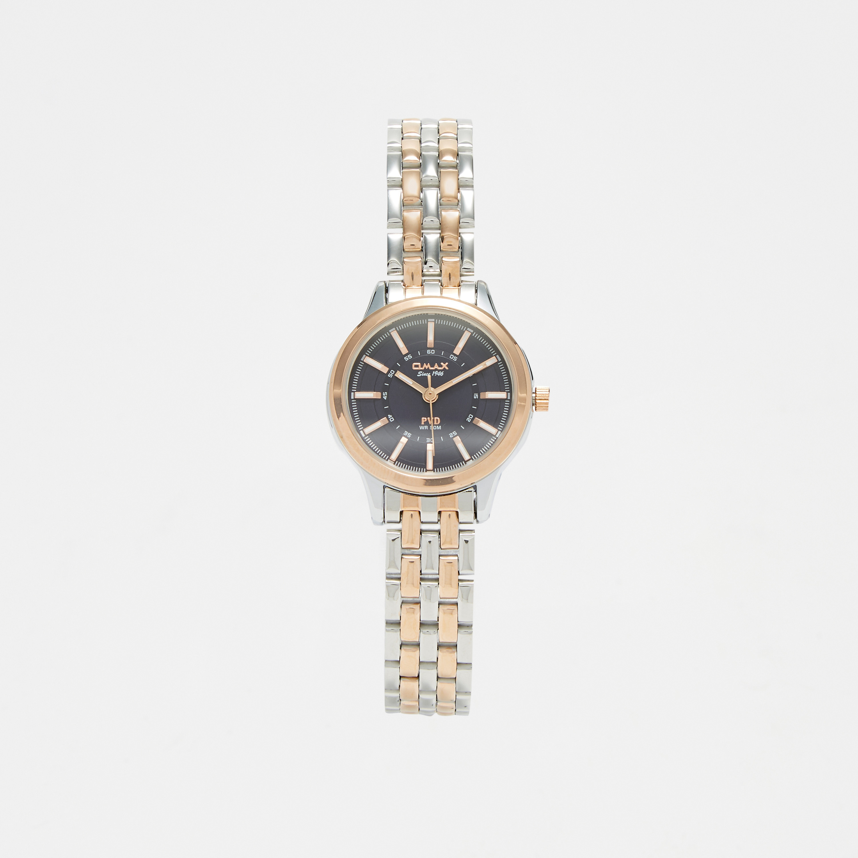 Omax Women's Silver & Gold Stainless Steel Strap Analog Wristwatch - 00JSB002N004-women-watchesandjewellery-watches-image-1