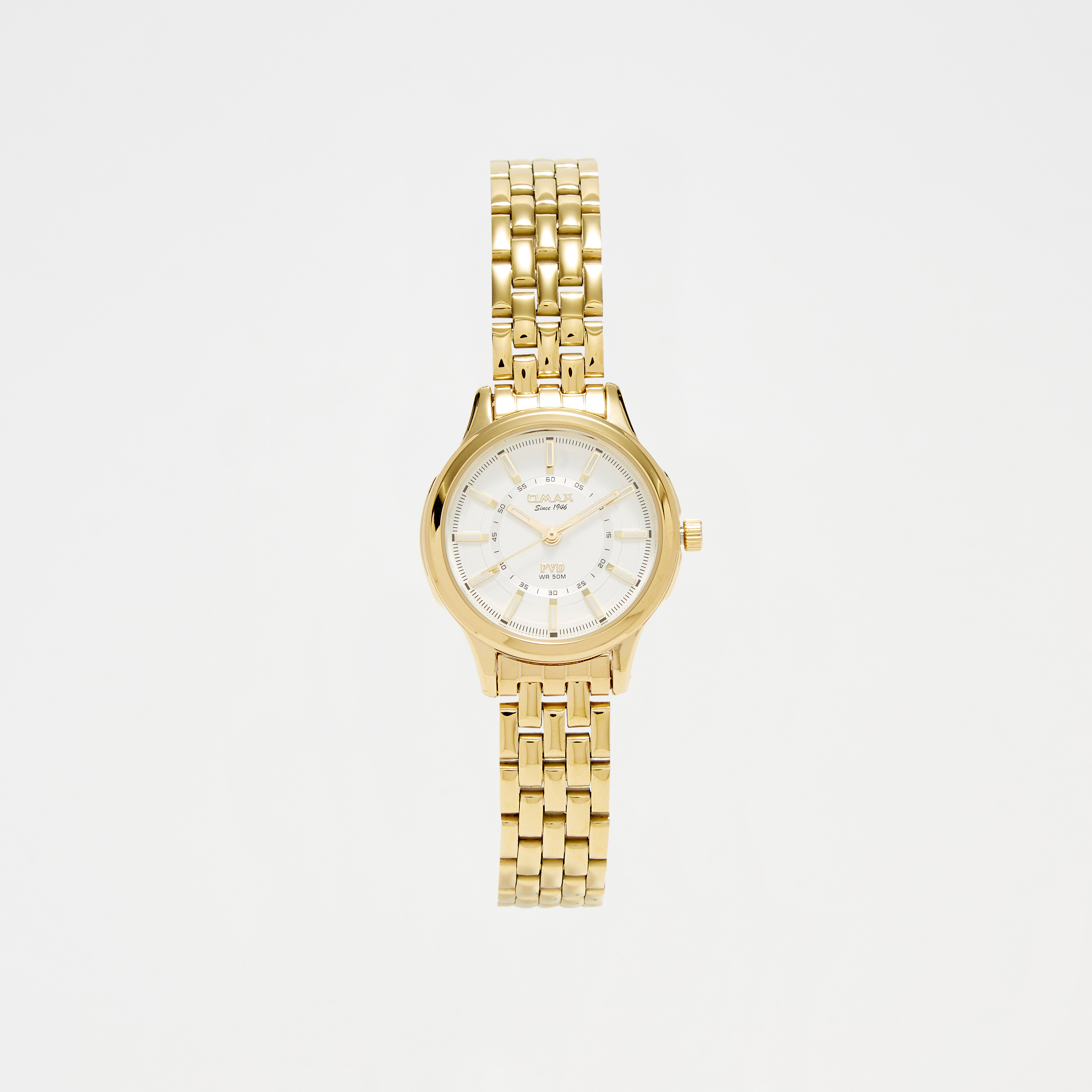 ساعة يد تناظرية ذهبية بحزام ستانلس ستيل للنساء من أوماكس - 00JSB002Q008-women-watchesandjewellery-watches-image-1