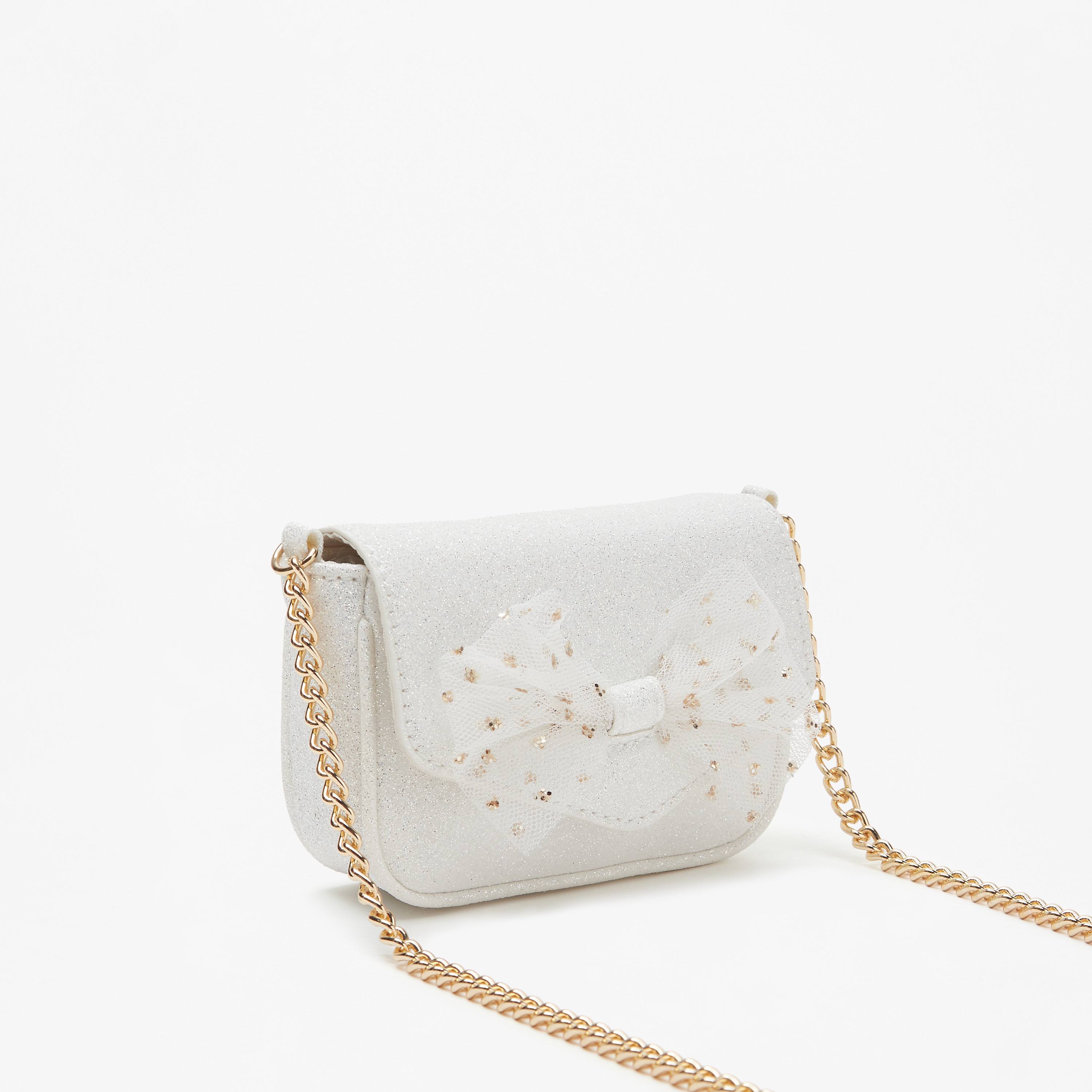 شنطة كروس بودي مزينة بفيونكة وحزام سلسلة من ليتل ميسي-girls-accessories-bags-image-2