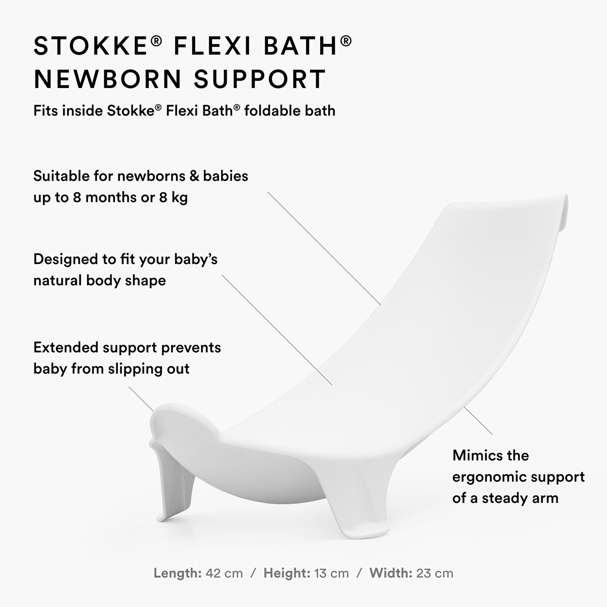 Stokke flexi 2024 bath dimensions