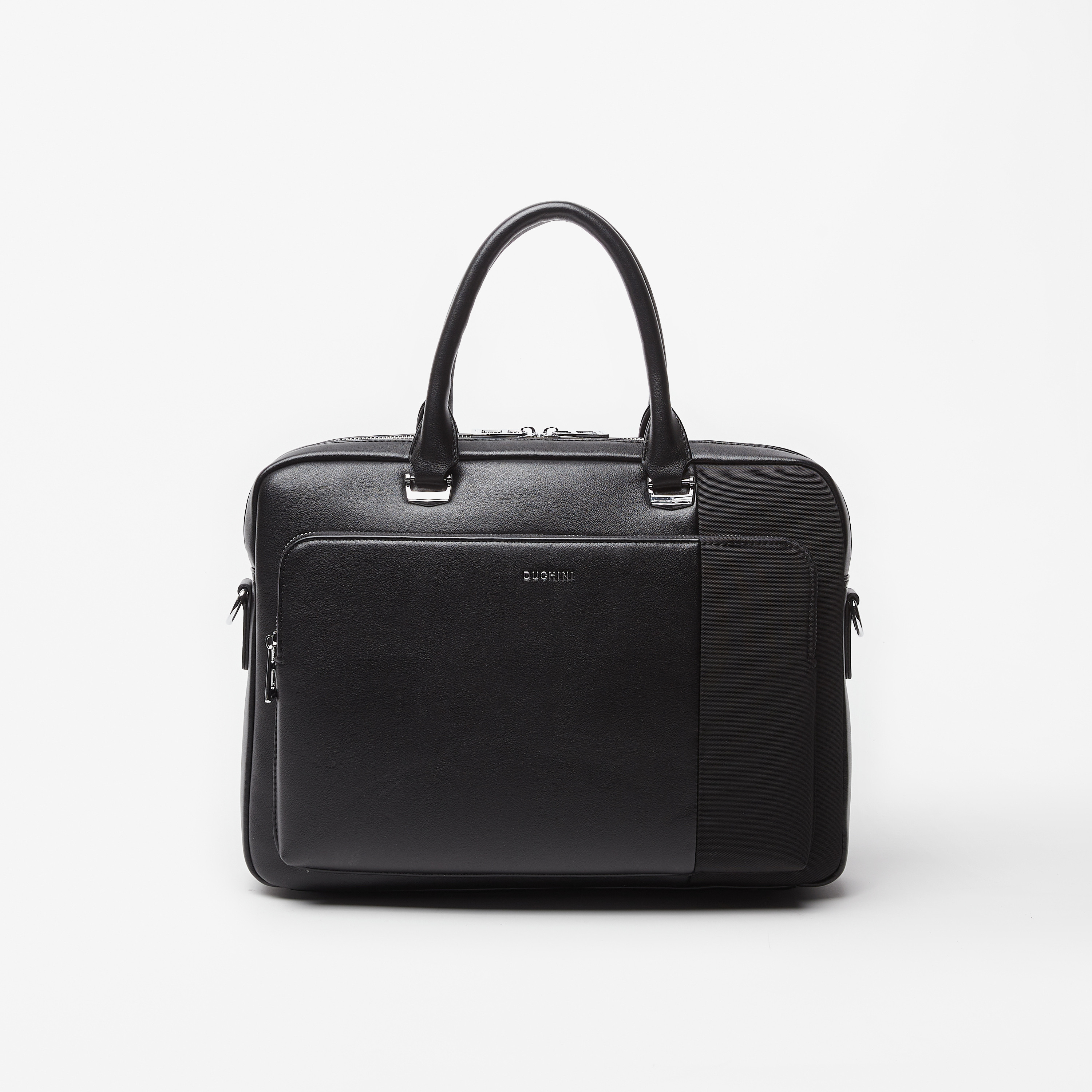 Duchini Solid Portfolio Bag with Detachable Strap and Zip Closure-men-bags-image-1
