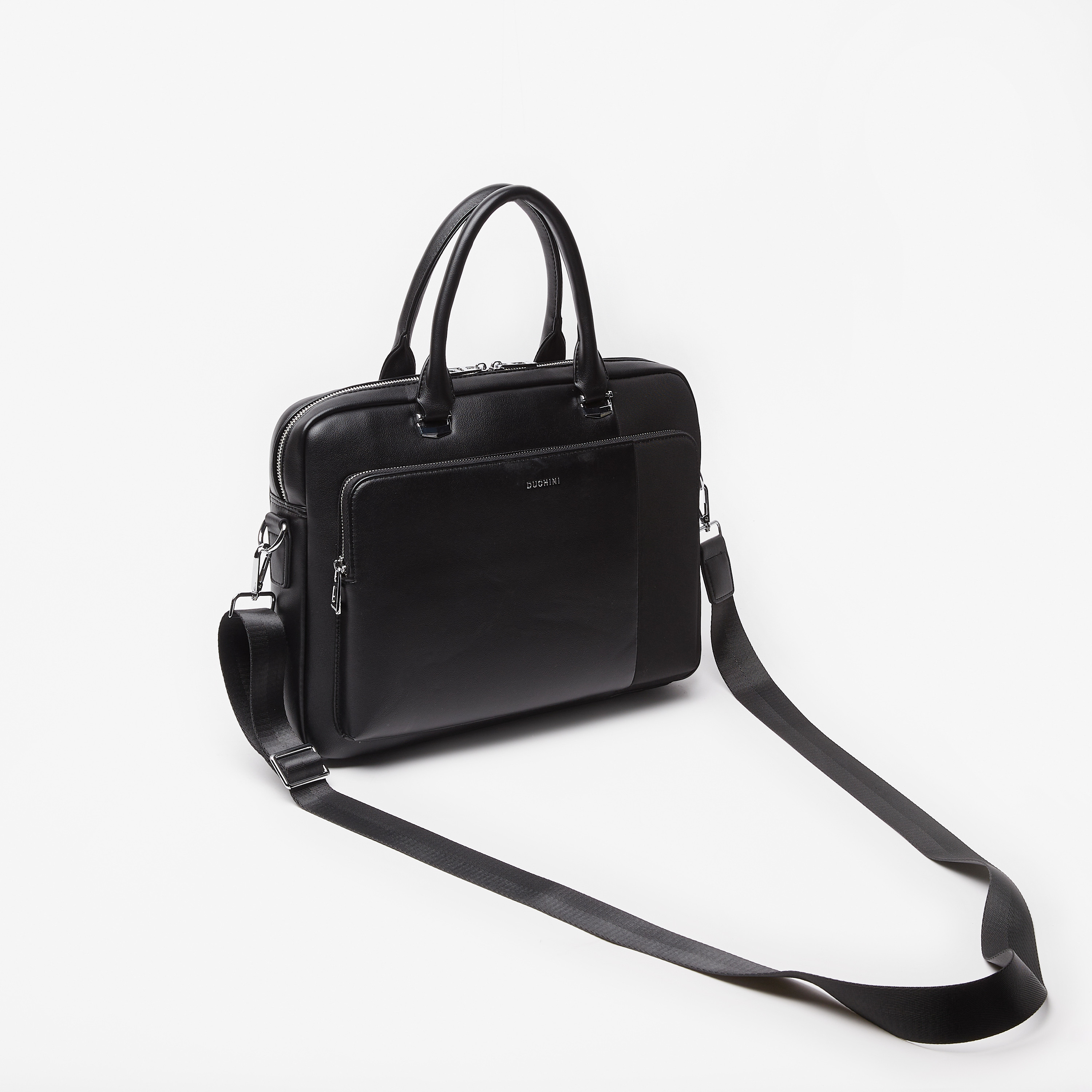 Duchini Solid Portfolio Bag with Detachable Strap and Zip Closure-men-bags-image-2