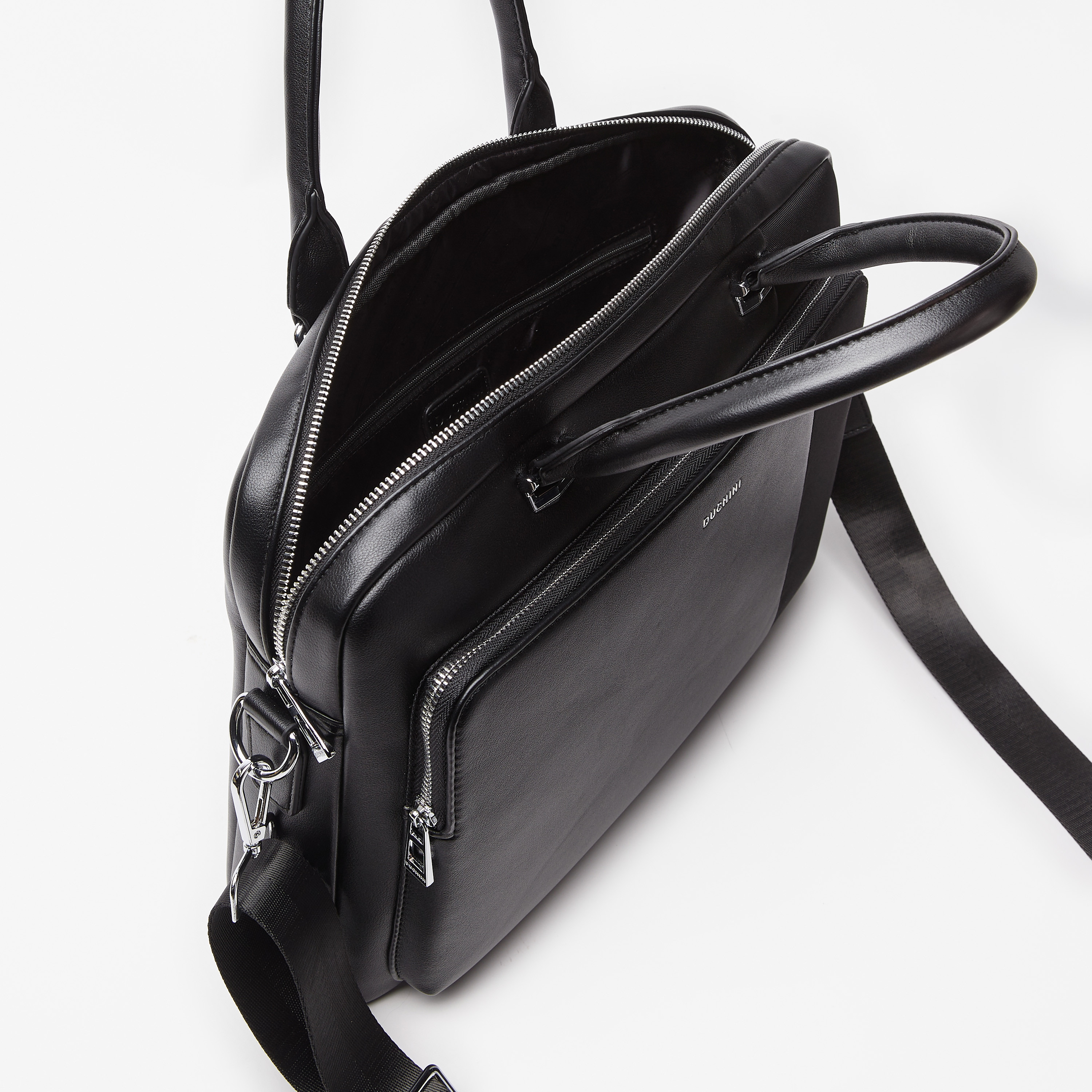 Duchini Solid Portfolio Bag with Detachable Strap and Zip Closure-men-bags-image-5