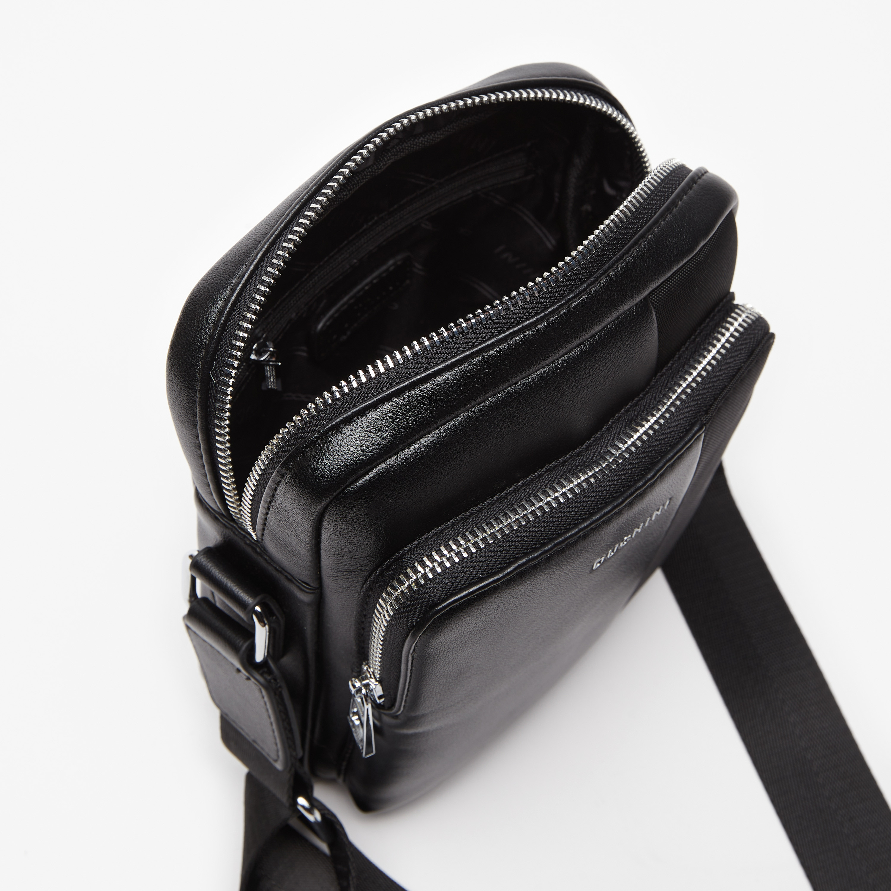 Duchini Panelled Crossbody Bag with Adjustable Strap and Zip Closure-men-bags-image-4
