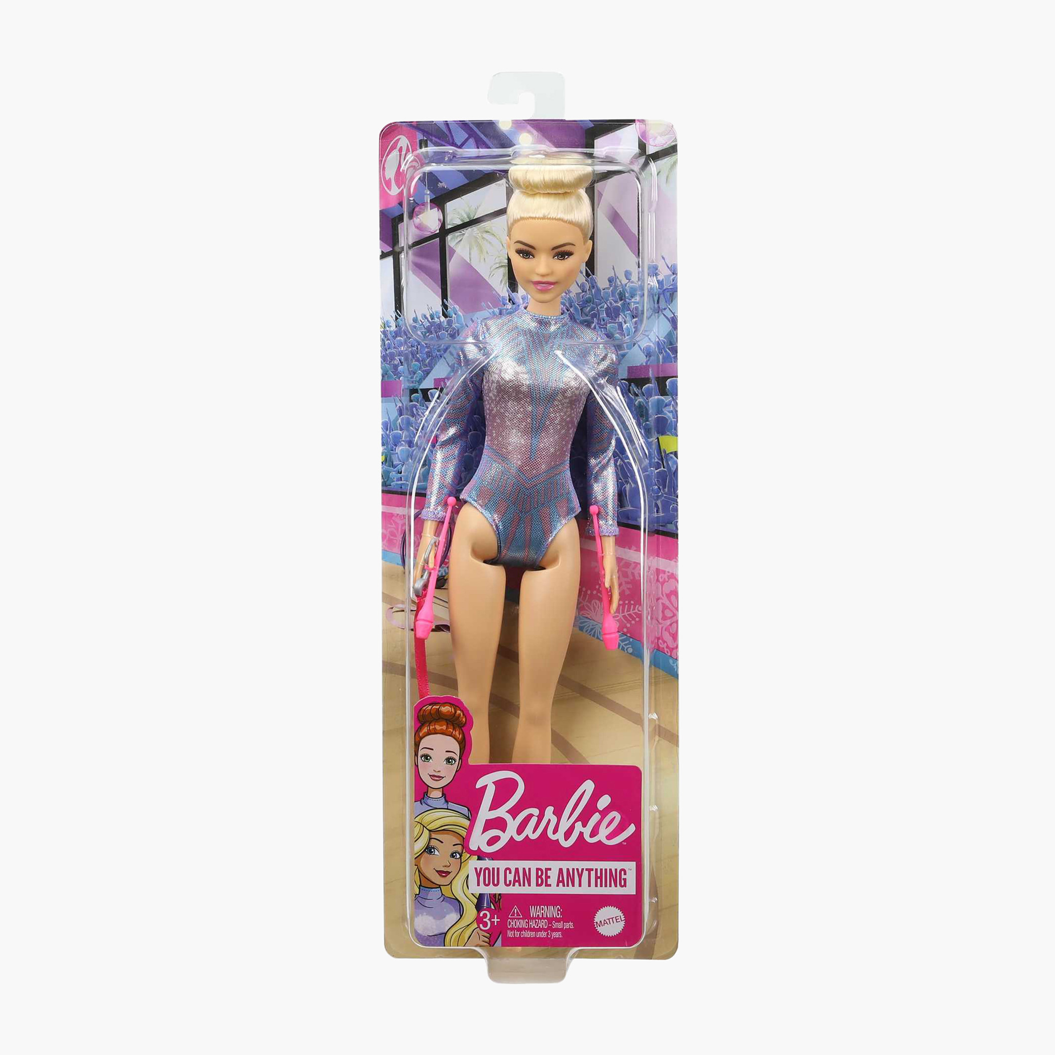 Barbie Rhythmic Gymnast Doll with Metallic Leotard, 2 Clubs & Ribbon, Gift for Ages 3 Years Old & Up-toys-dollsandplaysets-dollplaysets-image-6