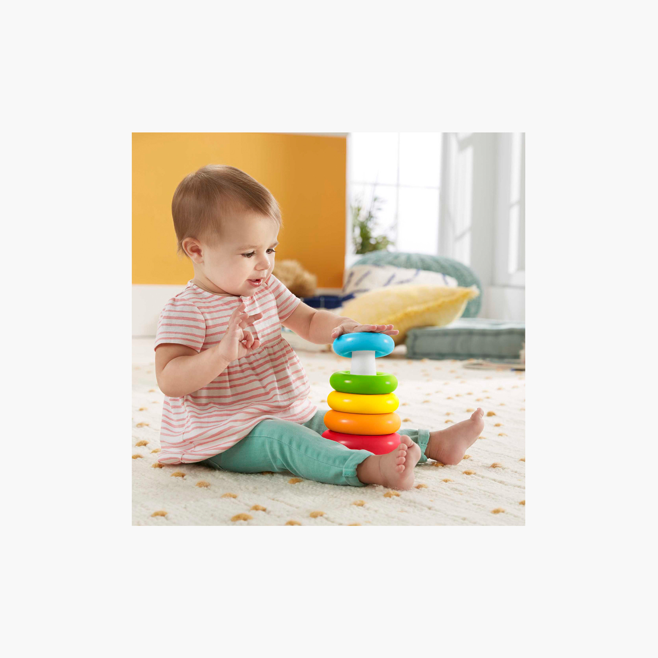 Fisher-Price Baby Stacking Toy Rock-a-Stack Rings with Roly-Poly Base for Ages 6+ Months-toys-babyandtoddlertoys-stackingandnestingtoys-image-7