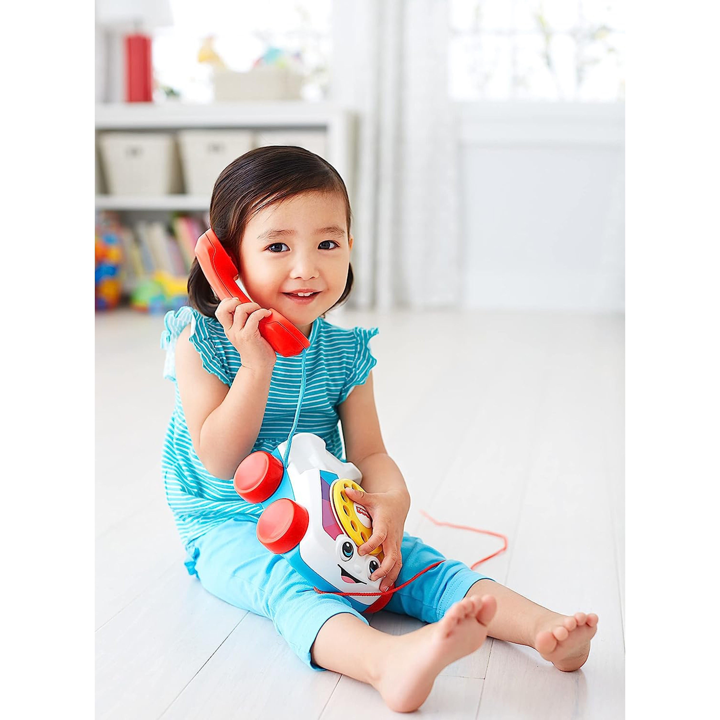Fisher-Price Toddler Pull Toy Chatter Telephone with Rotary Dial and Wheels for Walking Play-toys-babyandtoddlertoys-lightsandmusicaltoys-image-2
