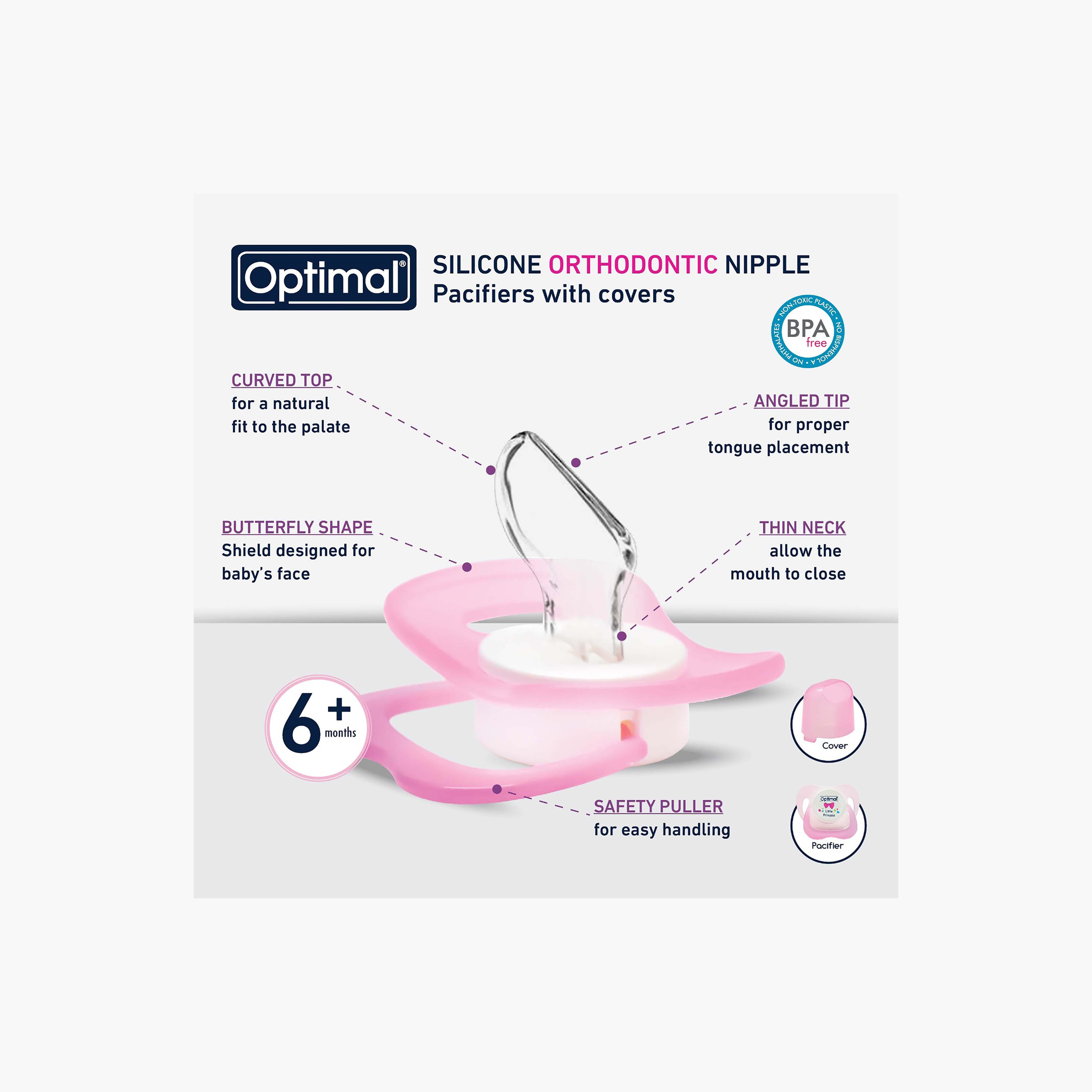 Optimal Orthodontic Silicone Pacifier, 0+ Months-baby-feeding-pacifiers-image-4