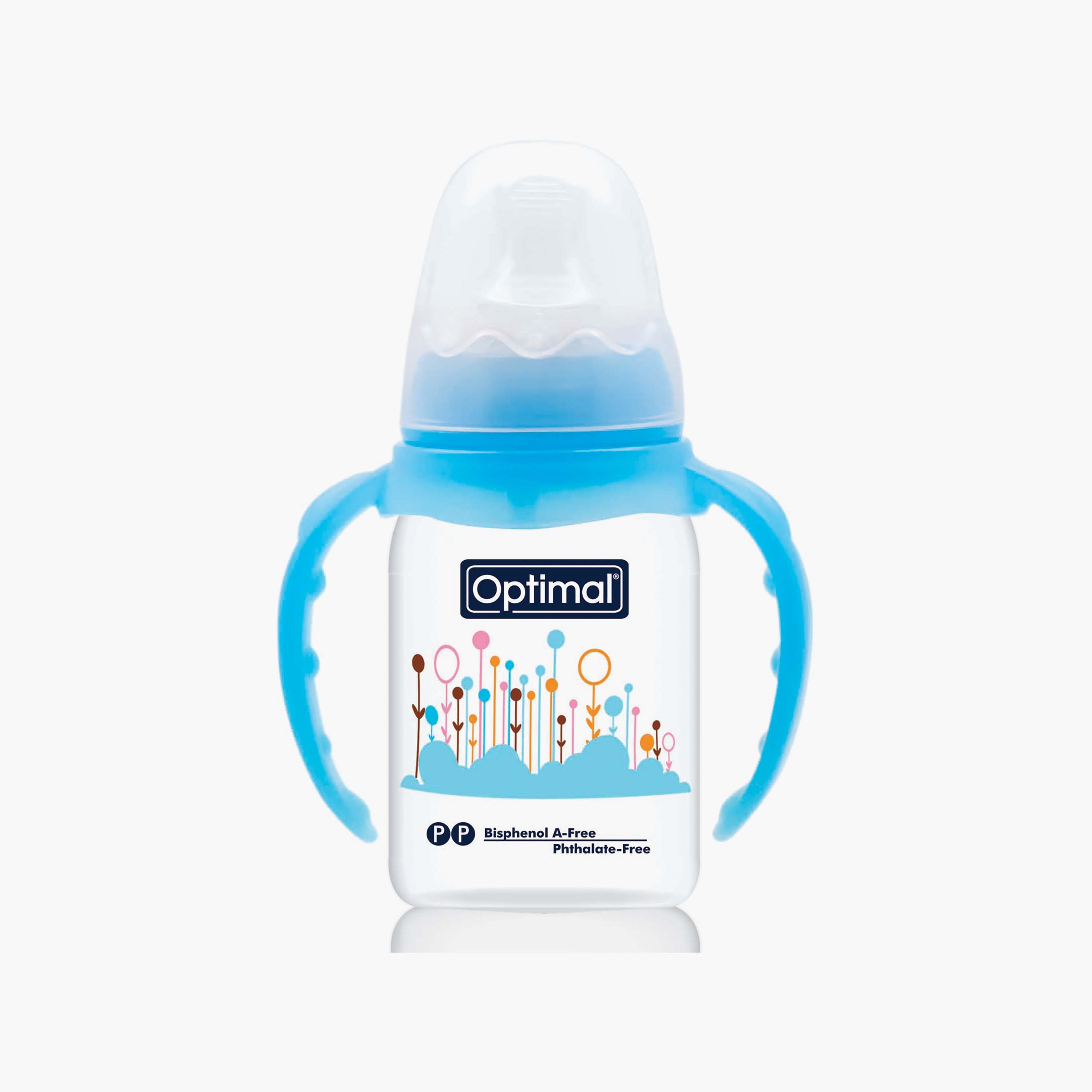 Optimal Narrow Neck Orthodontic Feeding Bottle With Handle, 140ml -baby-feeding-feedingbottles-bottlesandteats-image-1