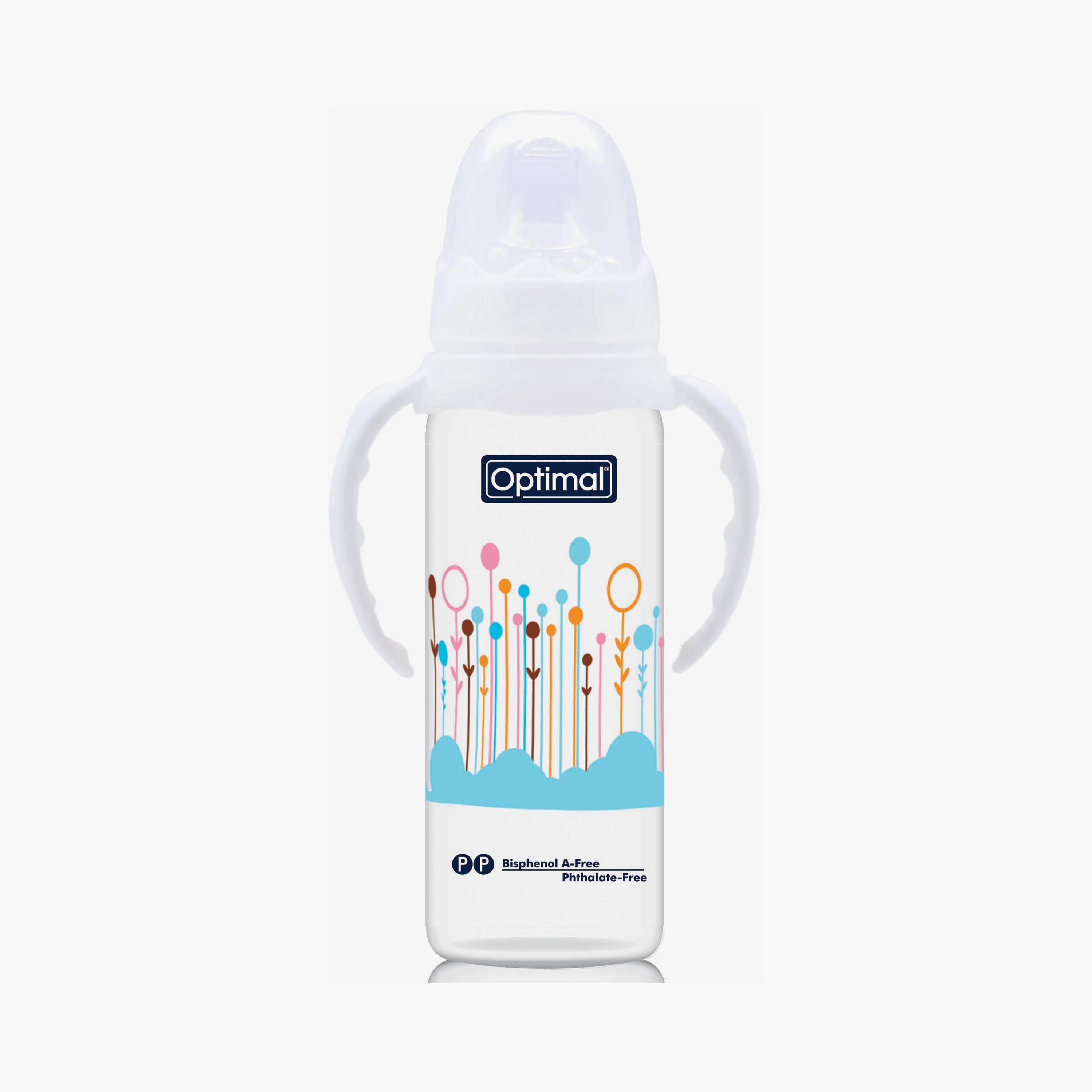 زجاجة رضاعة لتقويم الأسنان برقبة ضيقة مع مقبض من أوبتيمال, 240مل-baby-feeding-feedingbottles-bottlesandteats-image-1
