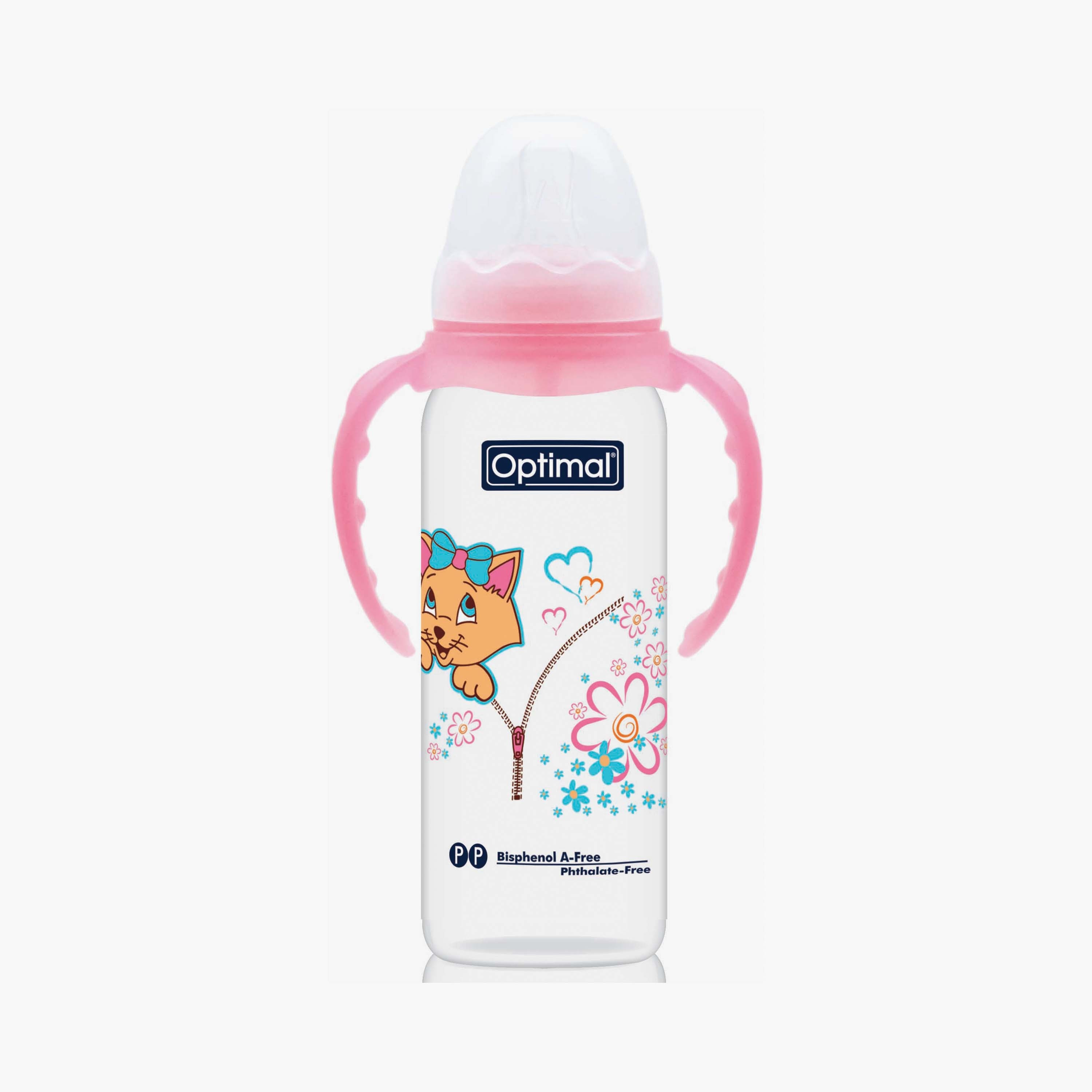 Optimal Narrow Neck Feeding Bottle With Handle, 240 ml-baby-feeding-feedingbottles-bottlesandteats-image-2