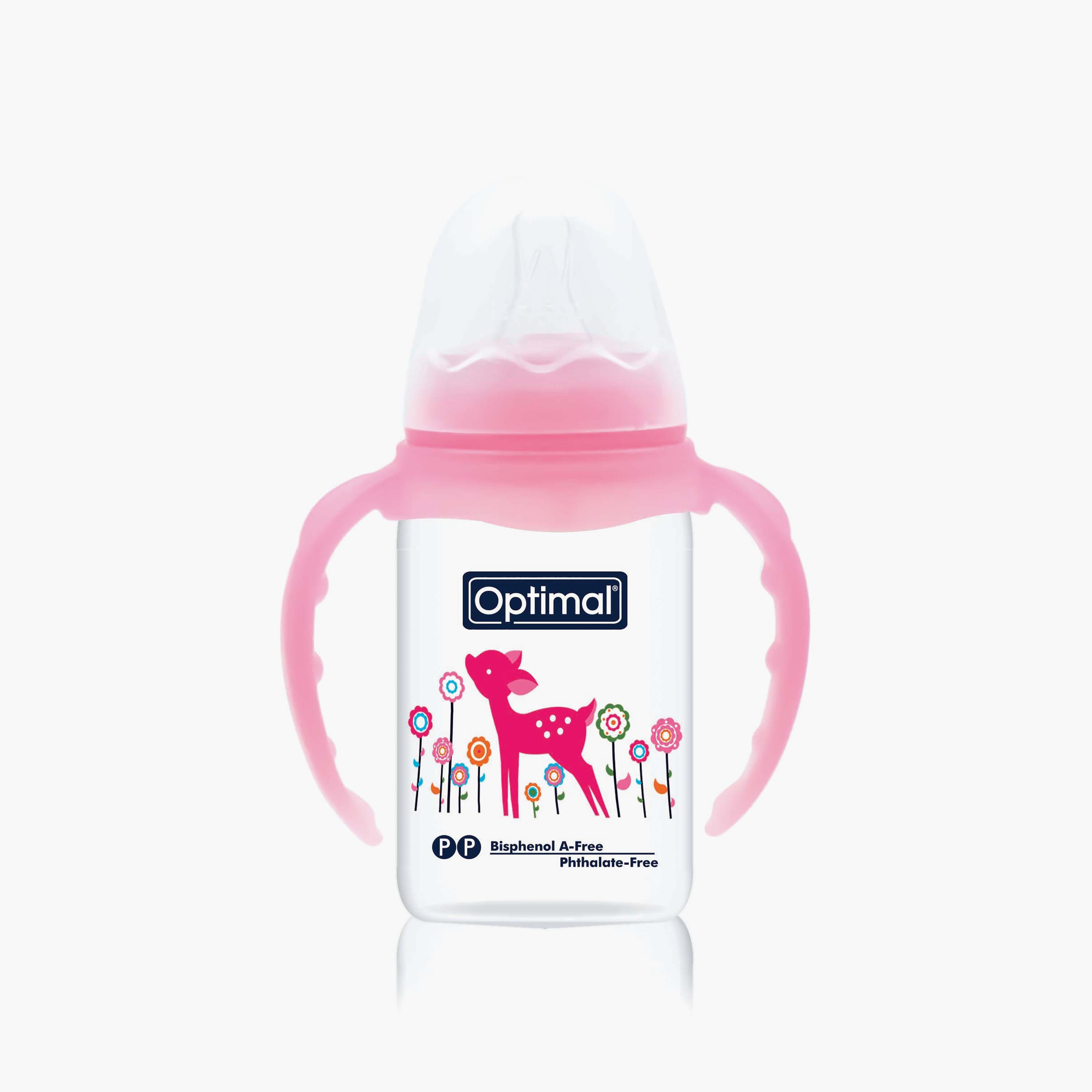 زجاجة رضاعة برقبة ضيقة مع مقبض من أوبتيمال, 140 مل-baby-feeding-feedingbottles-bottlesandteats-image-1