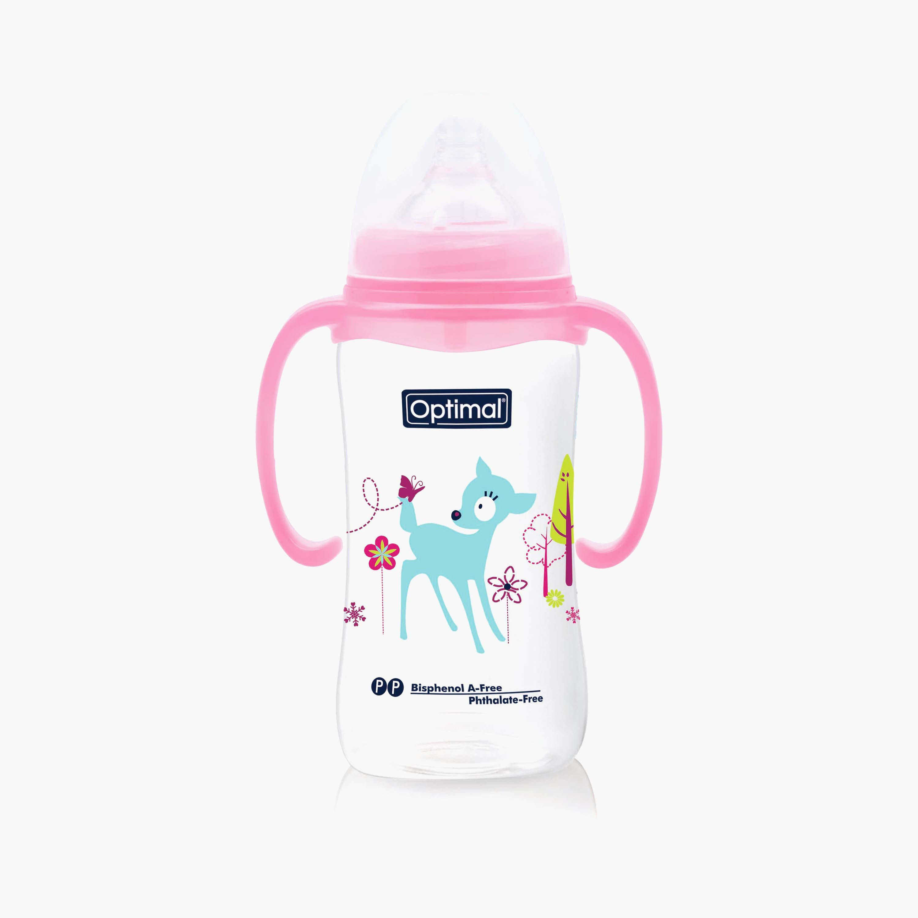 Optimal Wide Neck Feeding Bottle With Handle, 300 ml-baby-feeding-feedingbottles-bottlesandteats-image-1