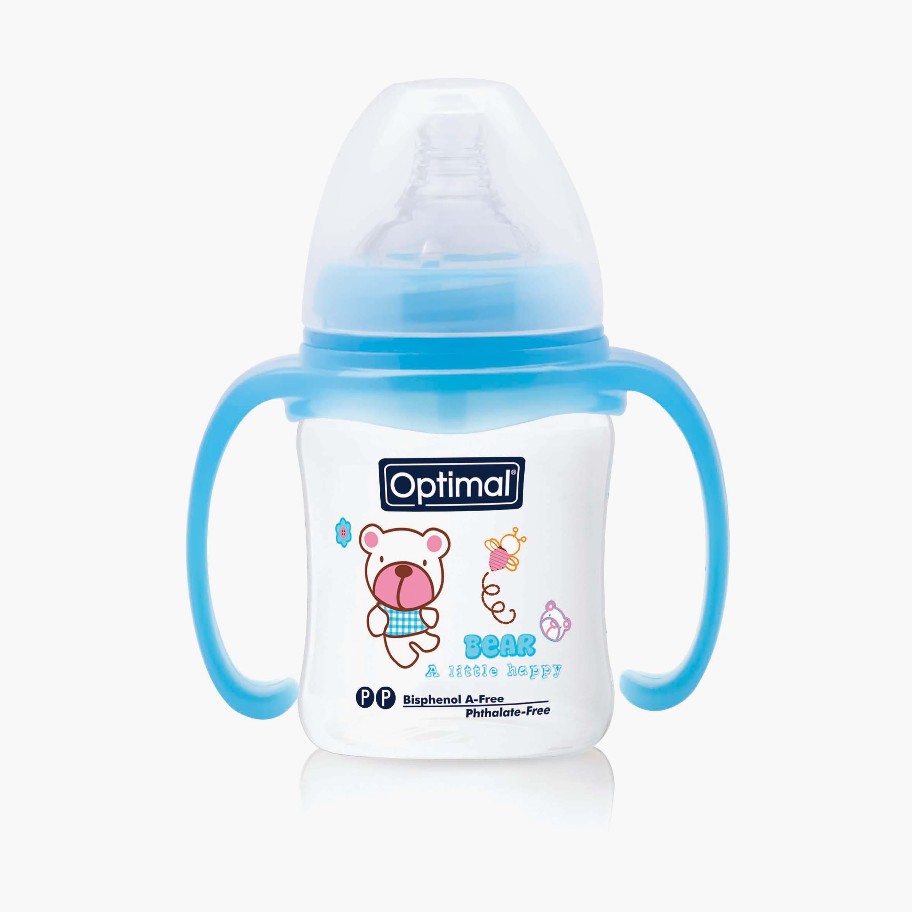 زجاجة رضاعة برقبة واسعة مع مقبض من أوبتيمال, 180 مل-baby-feeding-feedingbottles-bottlesandteats-image-1