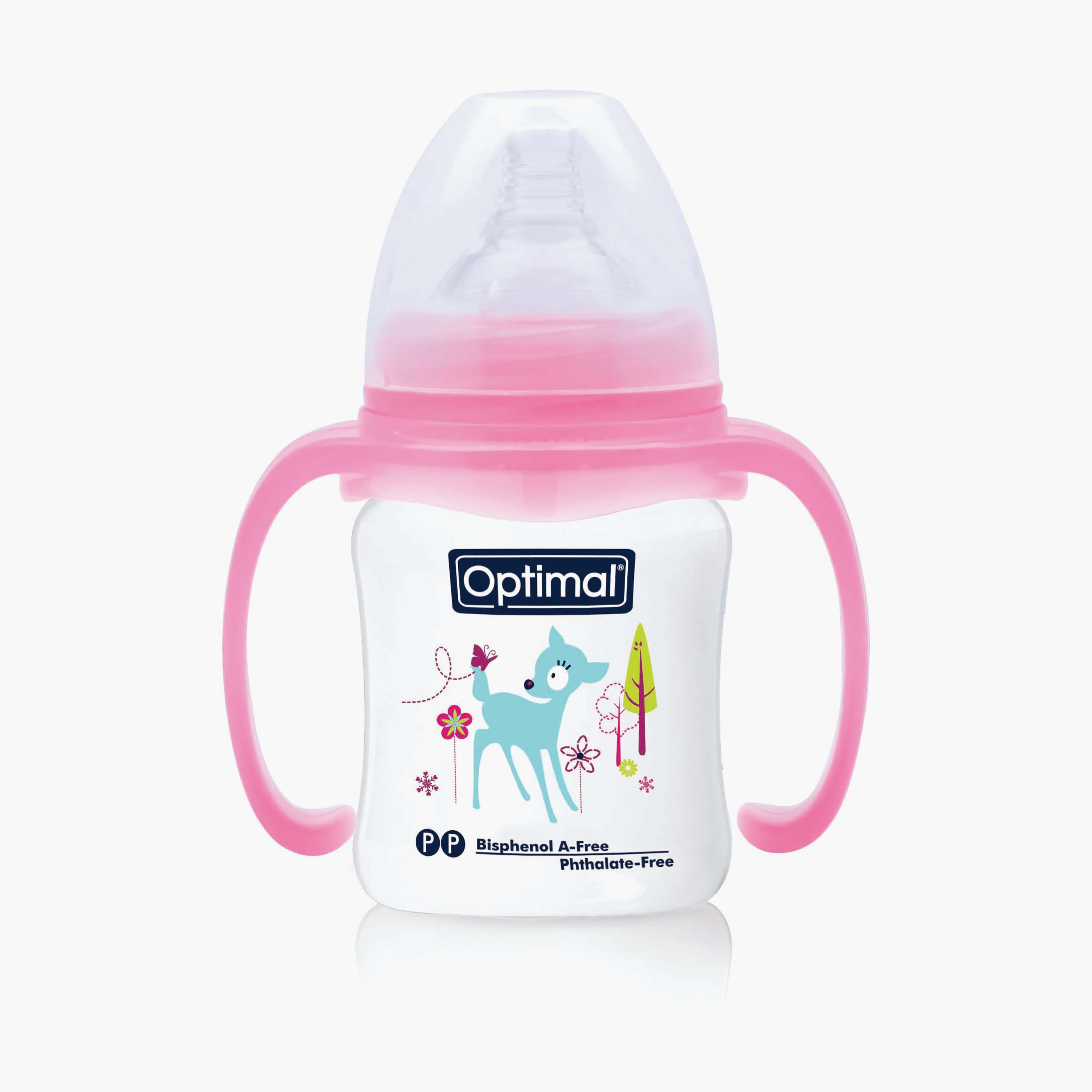 Optimal Wide Neck Feeding Bottle With Handle, 180 ml-baby-feeding-feedingbottles-bottlesandteats-image-1