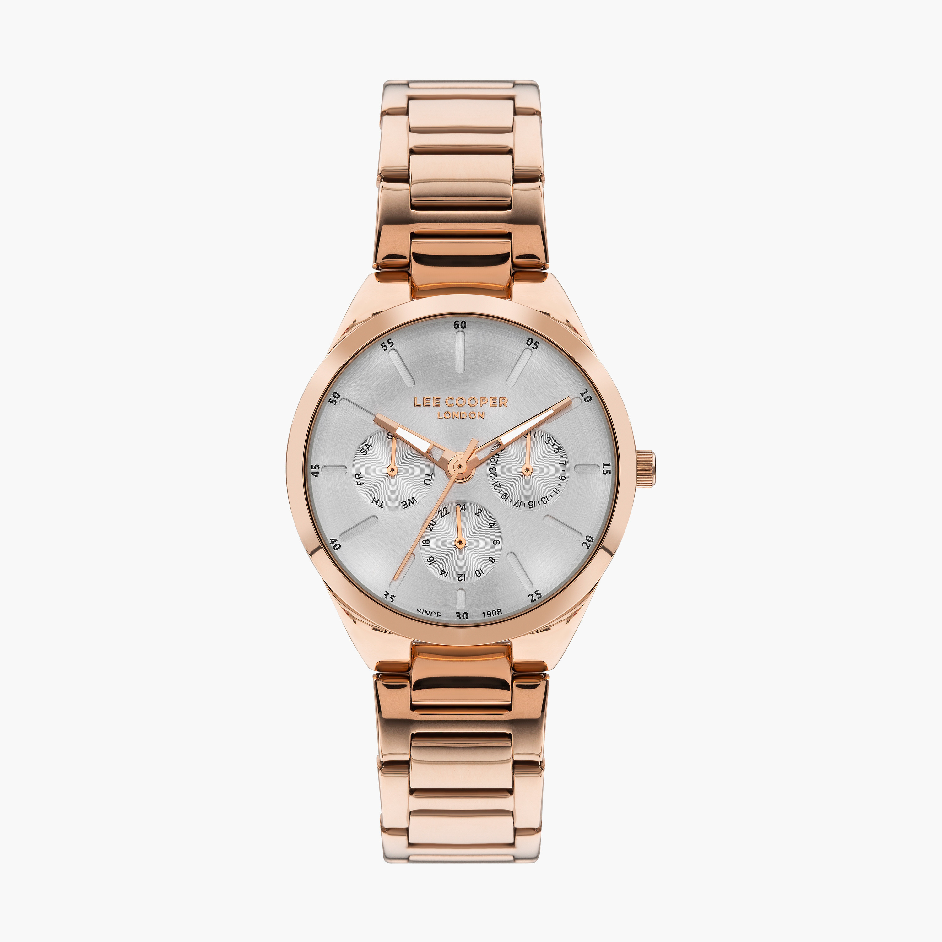 ساعة انالوج بسوار ستانلس ستيل بلون ذهبي وردي للنساء من لي كوبر | LC07643.430-women-watchesandjewellery-watches-image-1